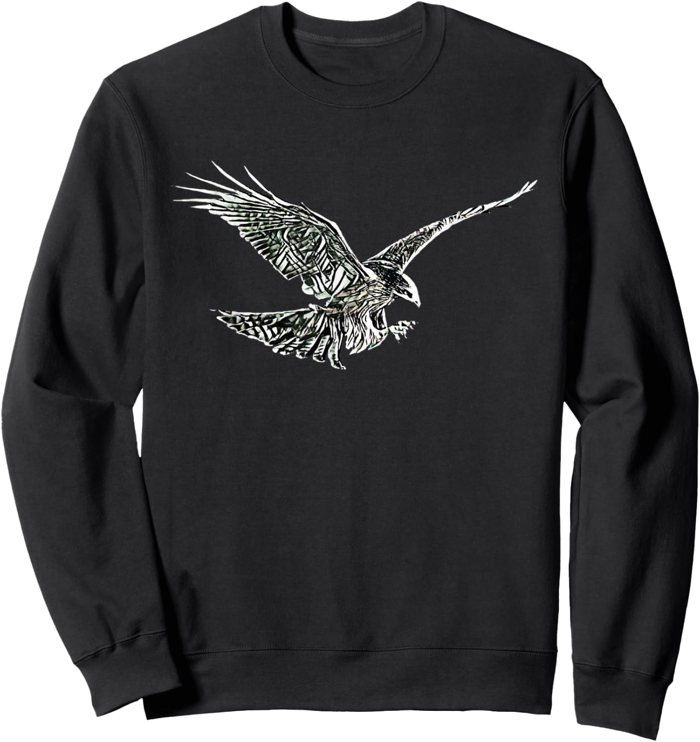 Hawk Motif Bird of Prey Falcon Sweatshirt - Sweatshirt | Black