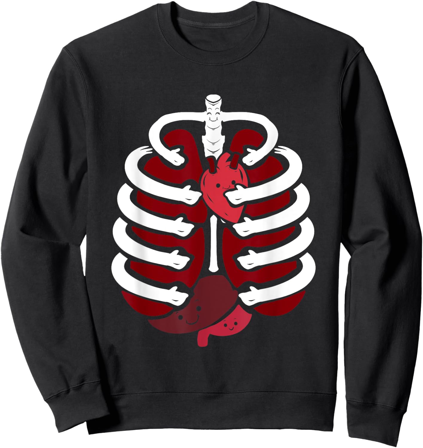 Human Anatomy Costume Rib Cage Halloween Sweatshirt - Sweatshirt | Black
