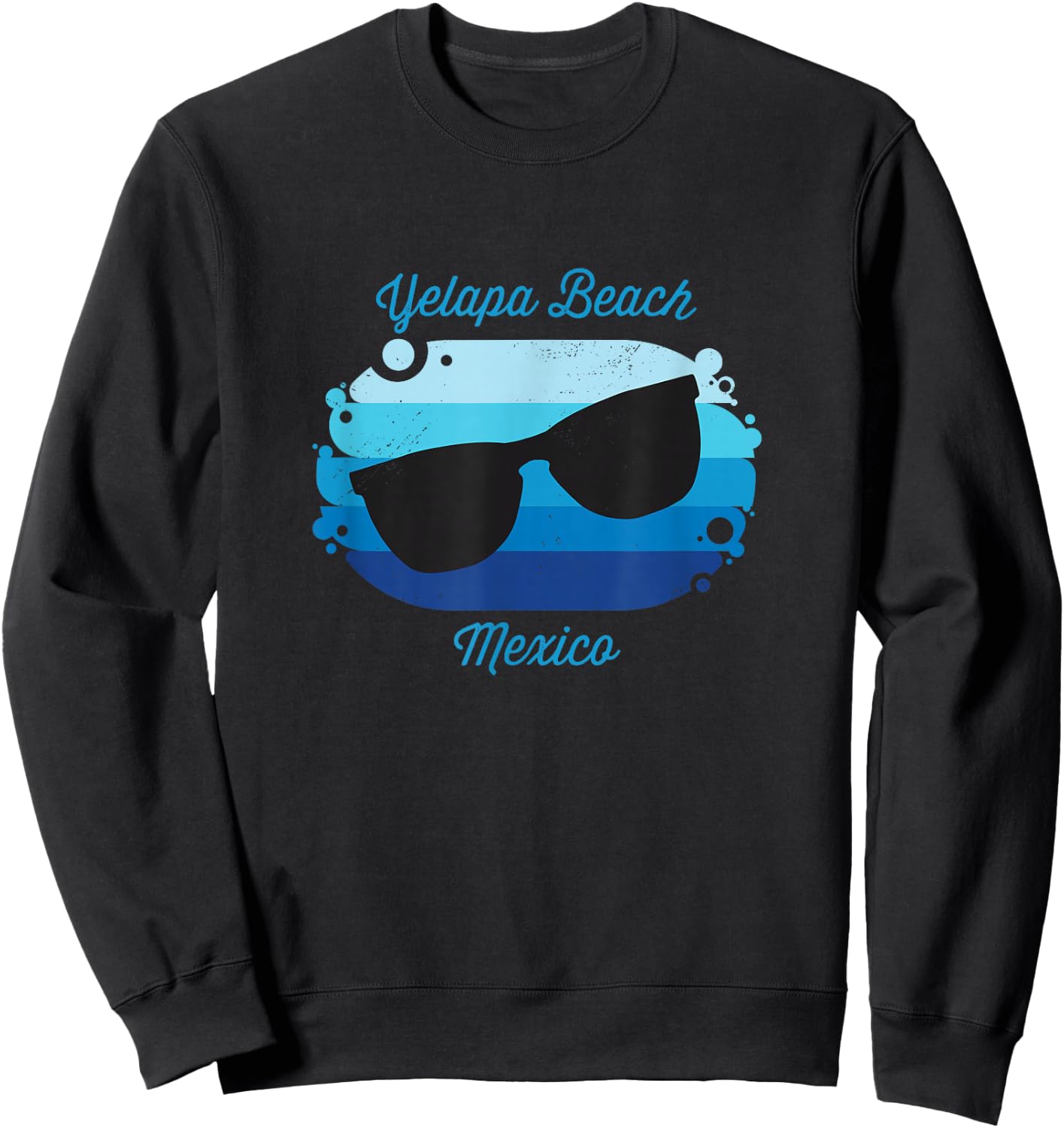 Yelapa Beach Mexico Souvenir Nautical Surfer Graphic Sweatshirt - Sweatshirt | Black