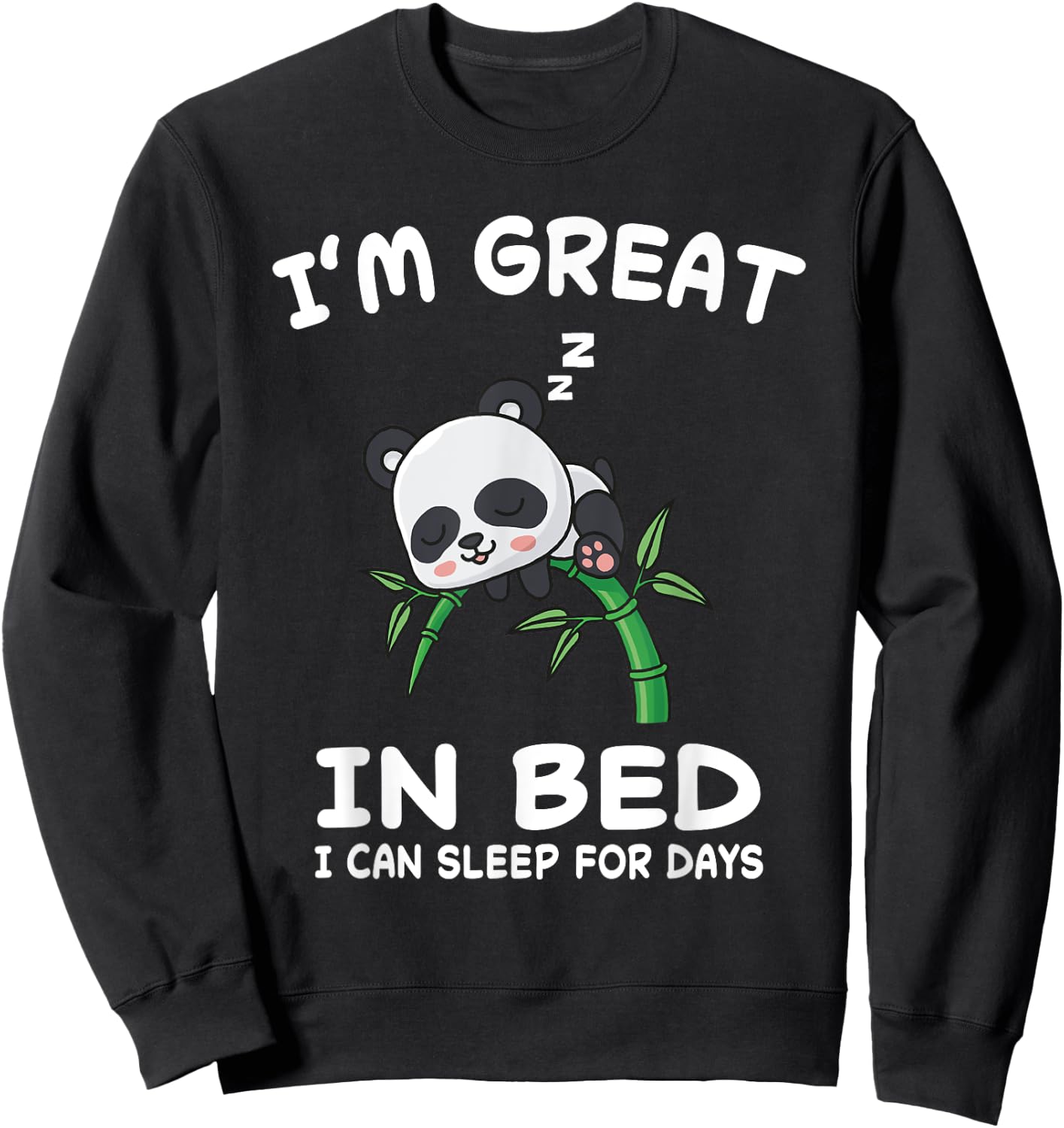 Panda Bear Bears Nap Sleeping Pajama Nightgown Sweatshirt - Sweatshirt | Black