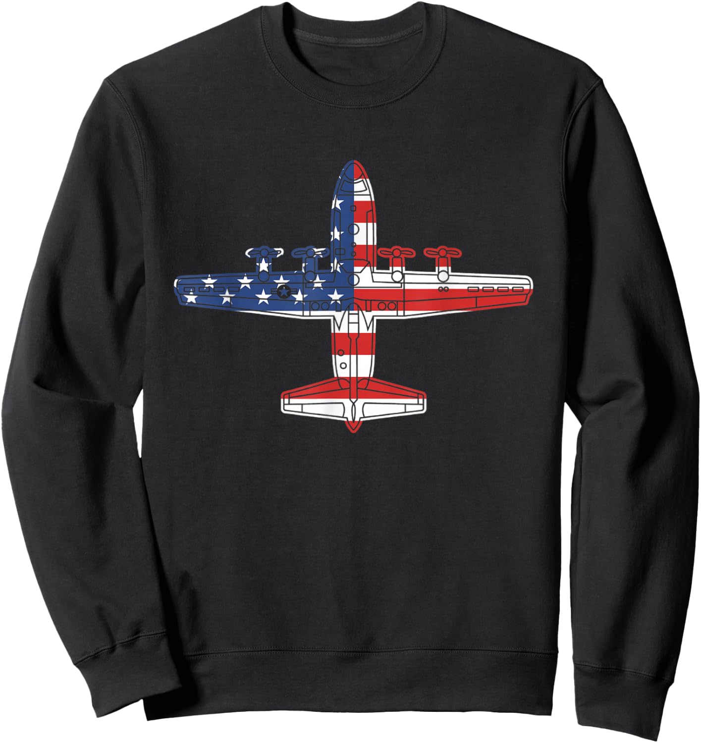 C-130 Hercules Gunship Military Aircraft American Flag C130 Men Sweatshirt - Sweatshirt | Black