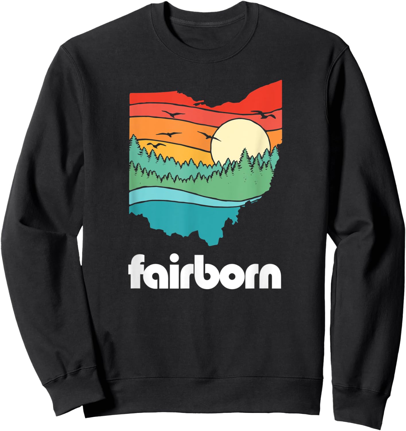 Fairborn Ohio Outdoors Vintage Nature Retro Graphic Sweatshirt - Sweatshirt | Black