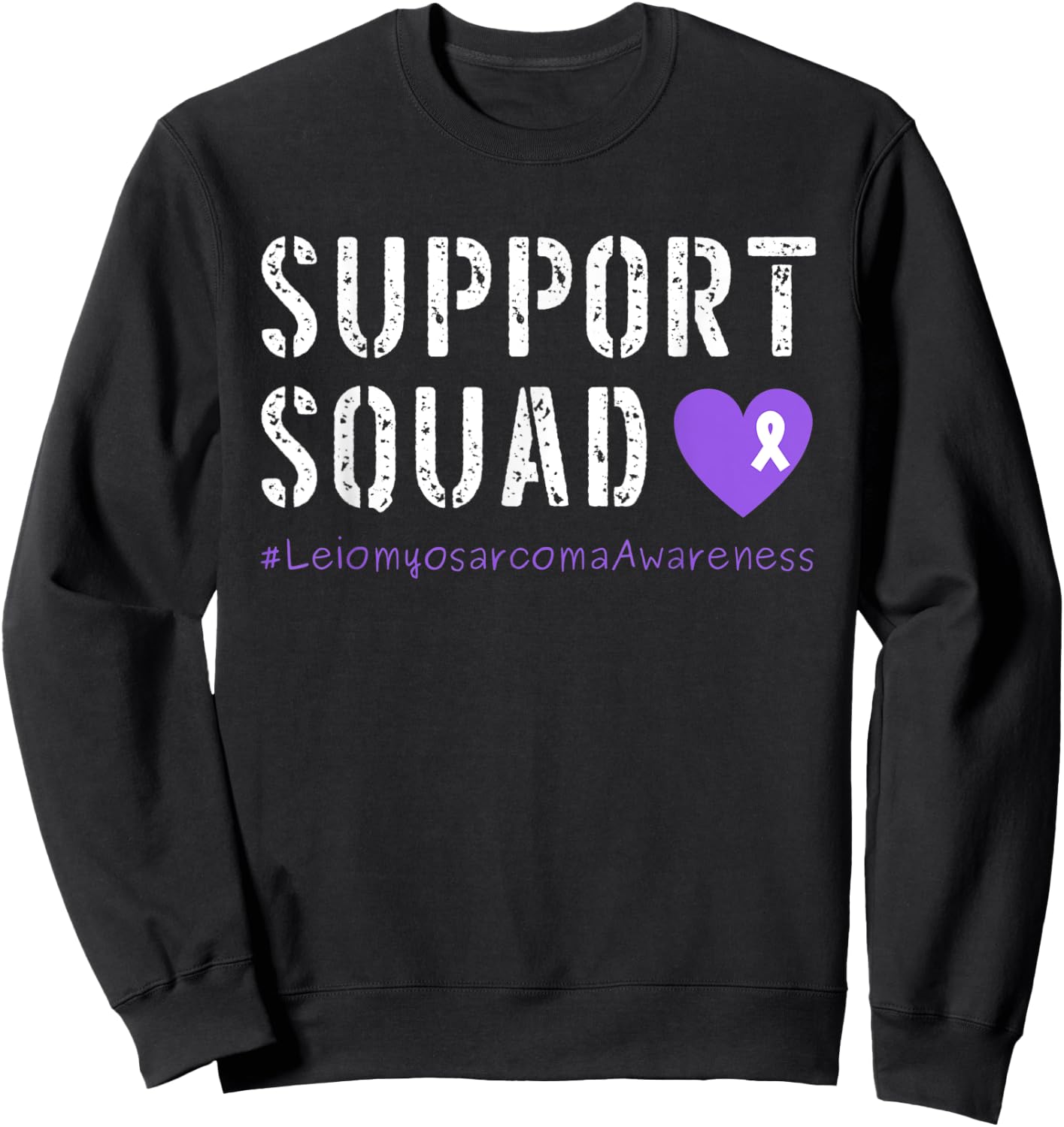 Purple Ribbon Men Women Kids Leiomyosarcoma Cancer Awareness Sweatshirt - Sweatshirt | Black