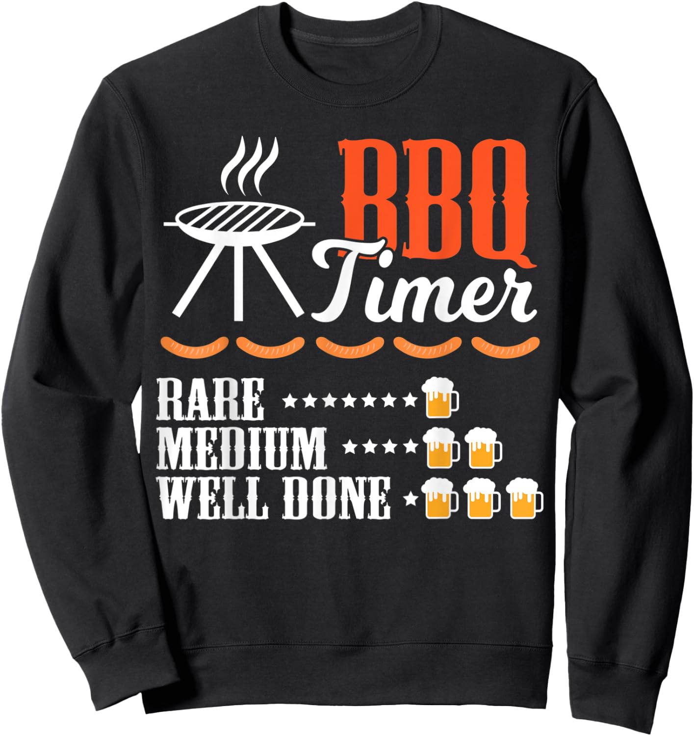 Vintage BBQ Timer Beer Drinking Funny Grilling Sweatshirt - Sweatshirt | Black