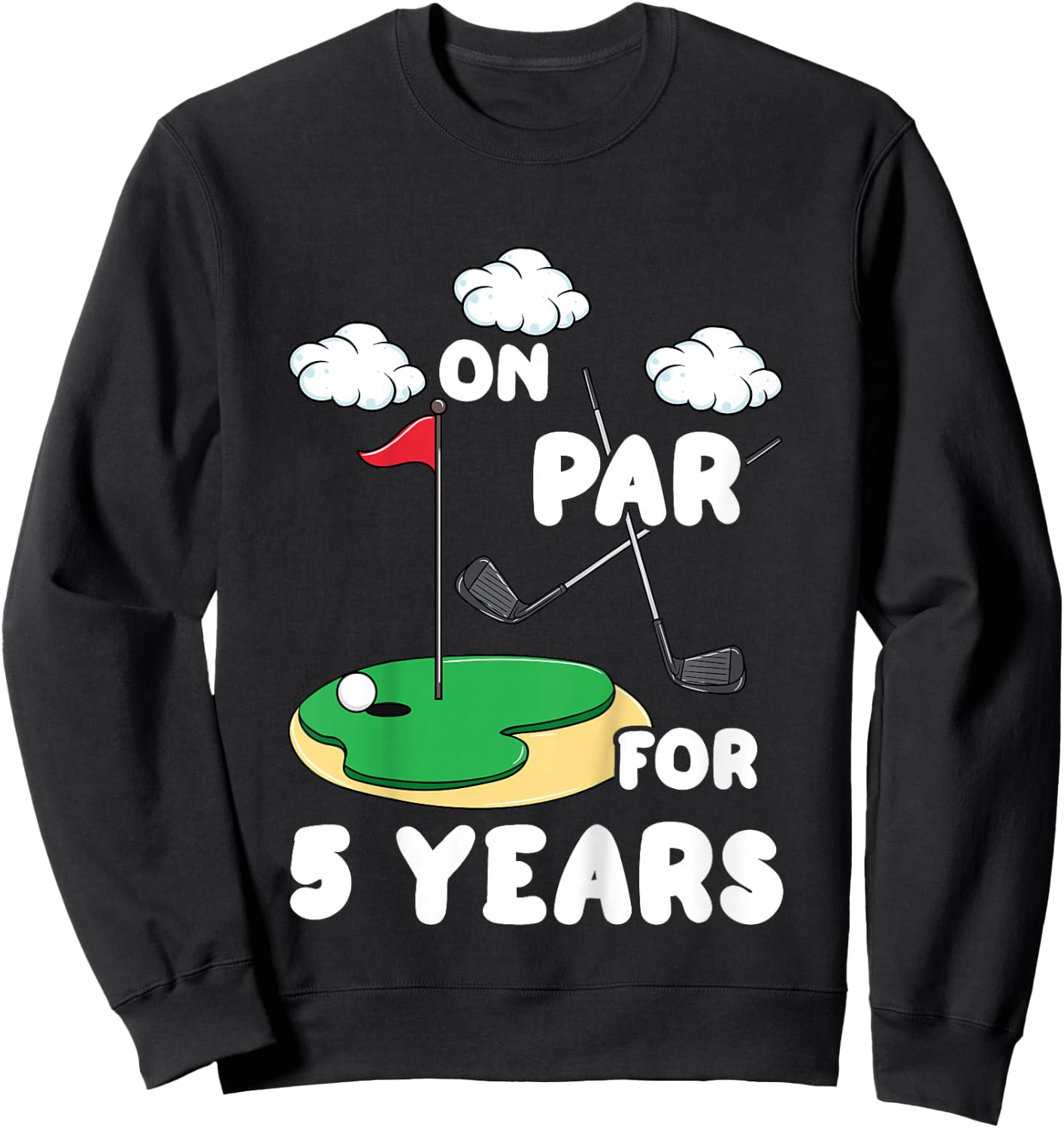 Kids 5th Birthday Golf Funny Golfer 5 Year Old Boy Girl Sweatshirt - Sweatshirt | Black