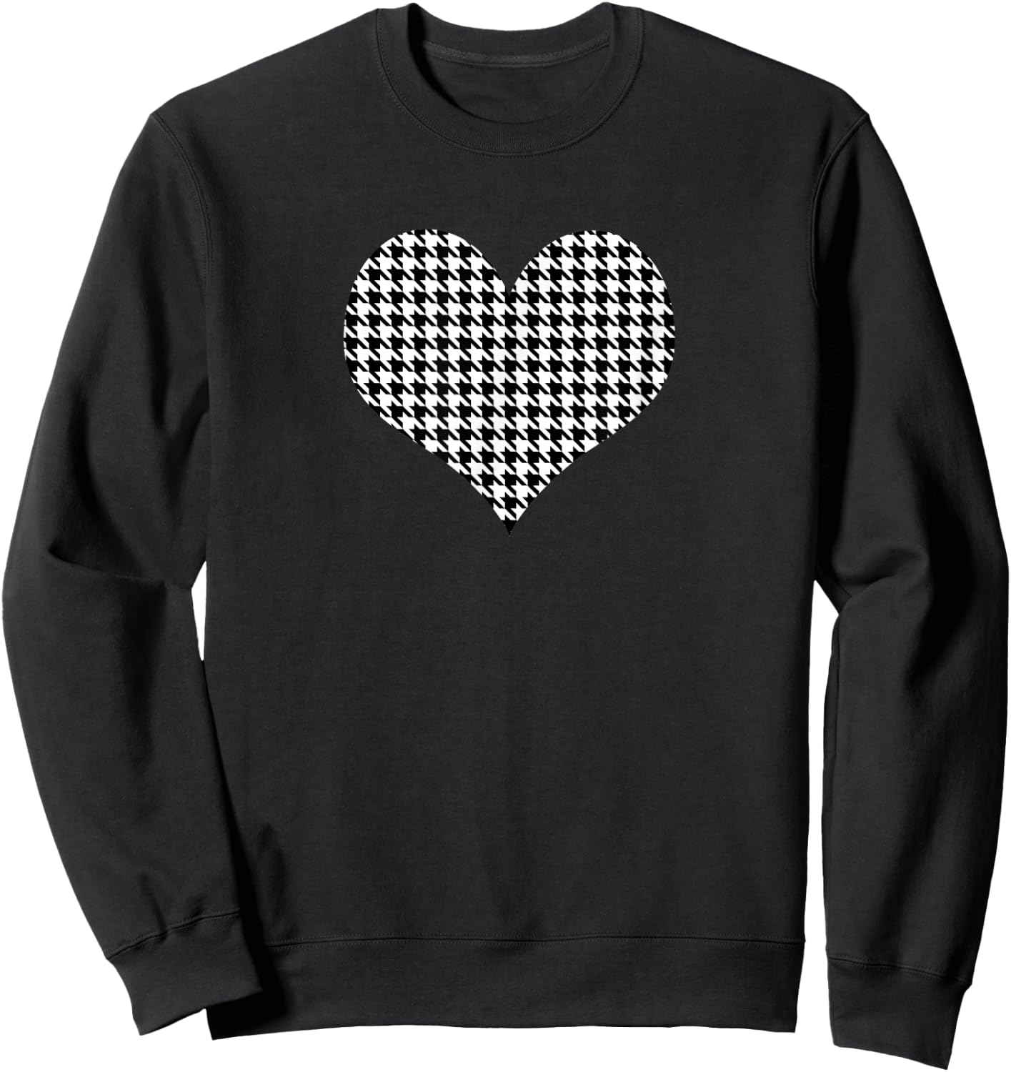 Black White Houndstooth Pattern Design Heart Women Girls Sweatshirt - Sweatshirt | Black