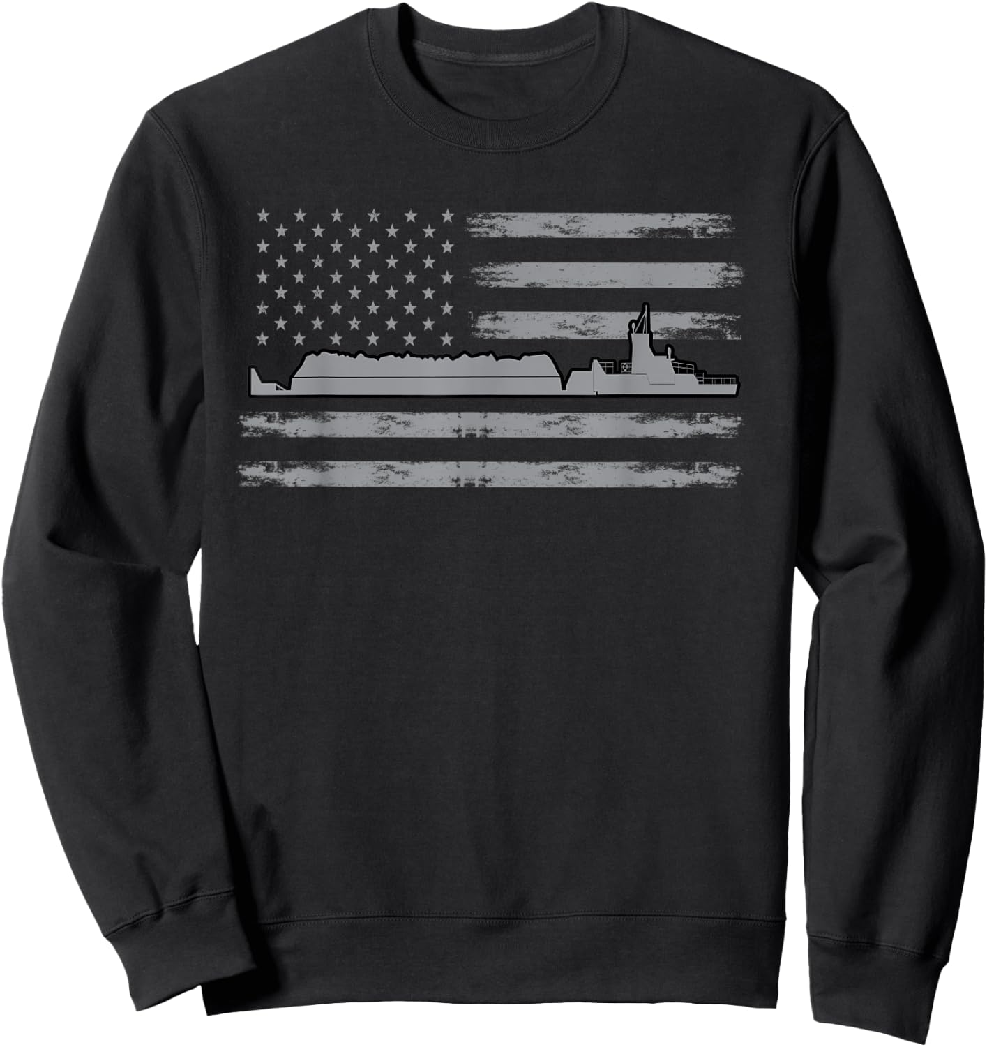 Great USA Flag Barge Outfit Love Barge Boat America Women Men Sweatshirt - Sweatshirt | Black