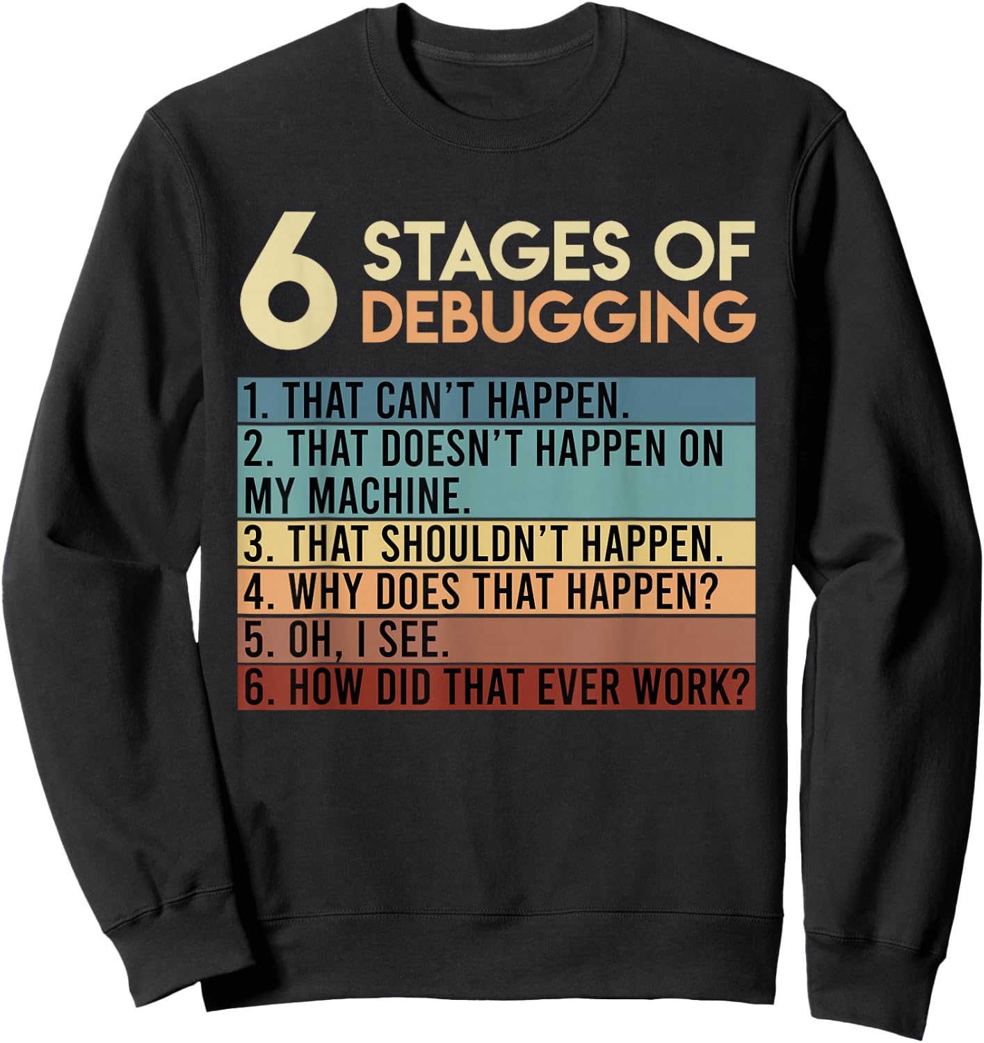 Coder Informatiker Admin 6 Stages of Debugging Programmer Sweatshirt - Sweatshirt | Black