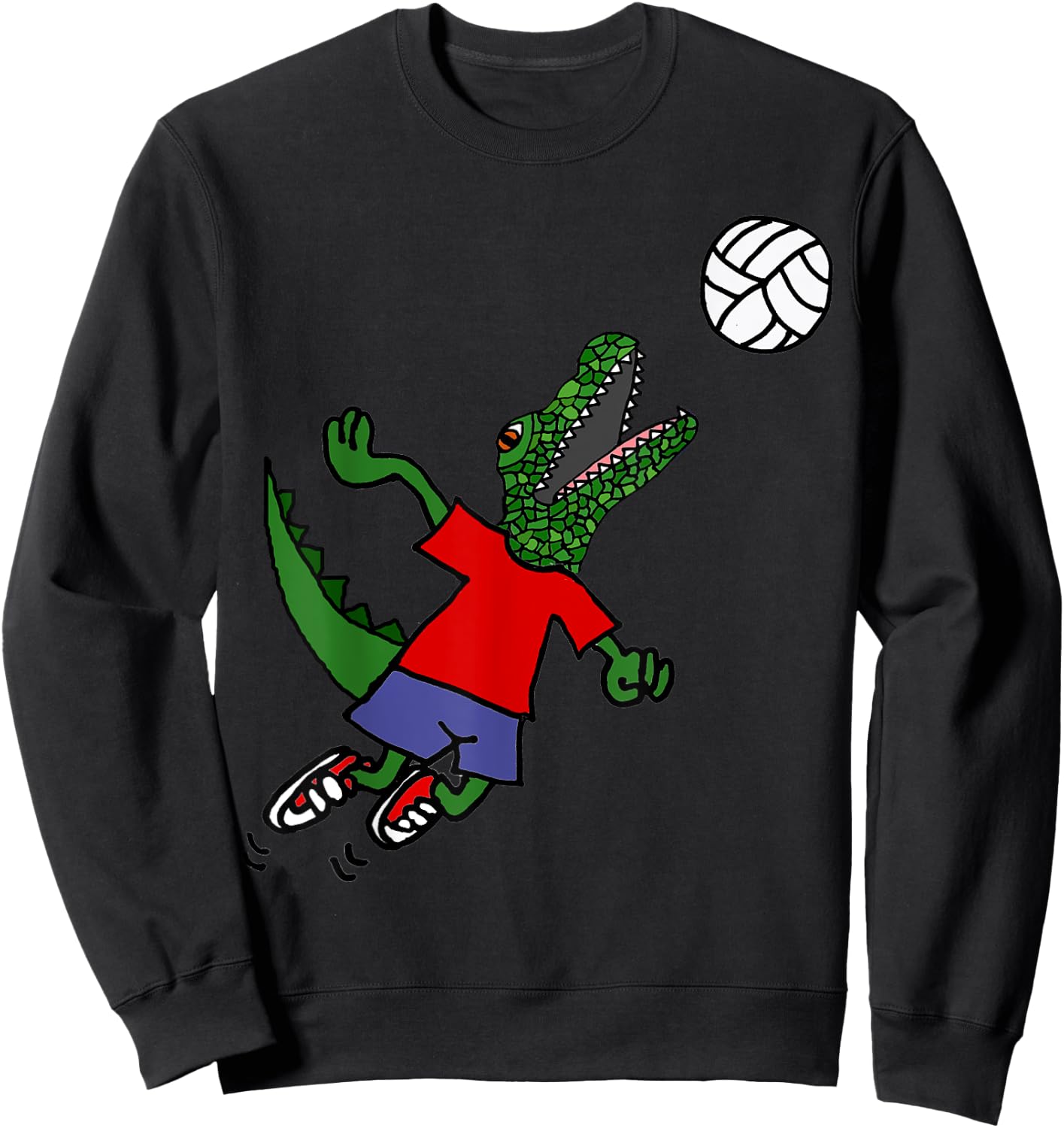 Smileteessports Funny Alligator Spiking Volleyball Player Sweatshirt - Sweatshirt | Black