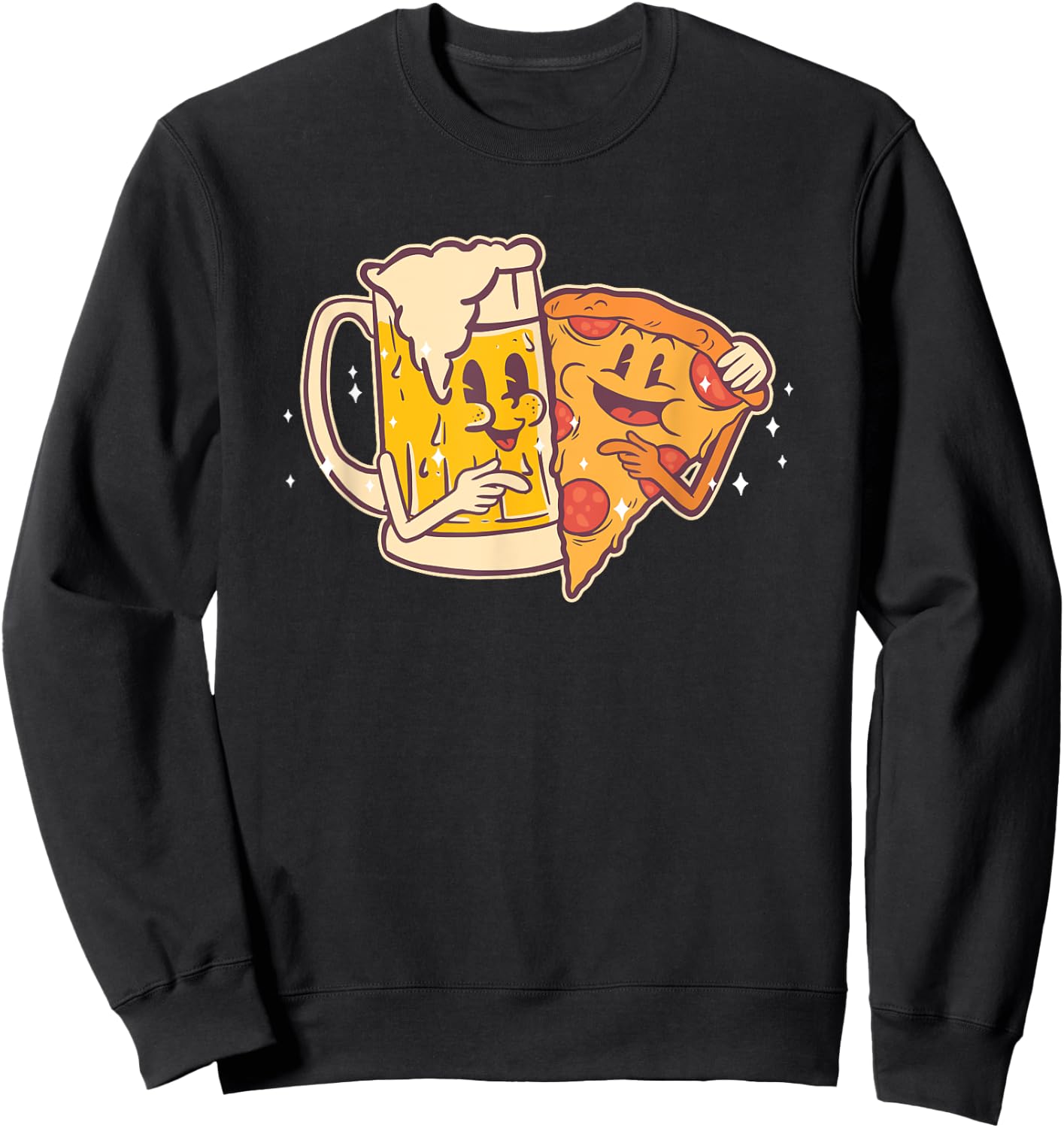 Beer and Pizza Cute Funny Best Friends Pizza Sweatshirt - Sweatshirt | Black