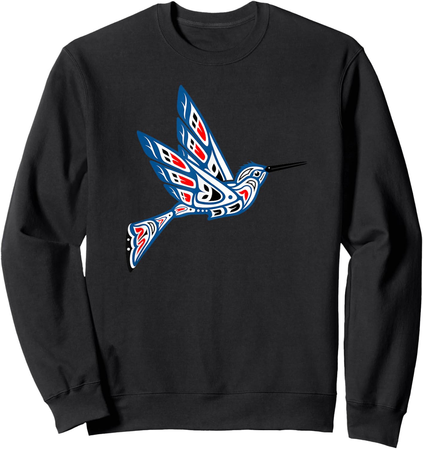 Hummingbird Native American Indian Pacific Northwest Art Sweatshirt - Sweatshirt | Black