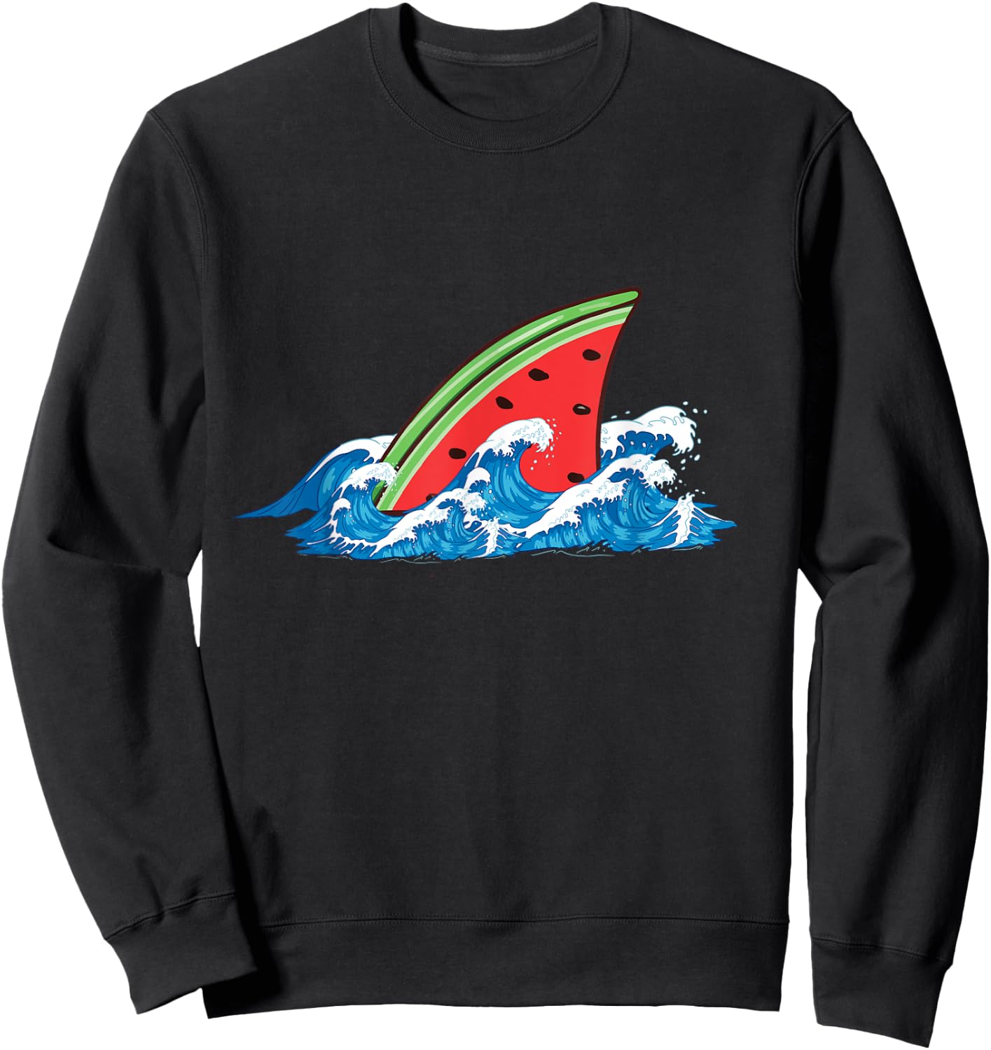 Shark Watermelon Cute Shark For Boys And Girls Sweatshirt - Sweatshirt | Black
