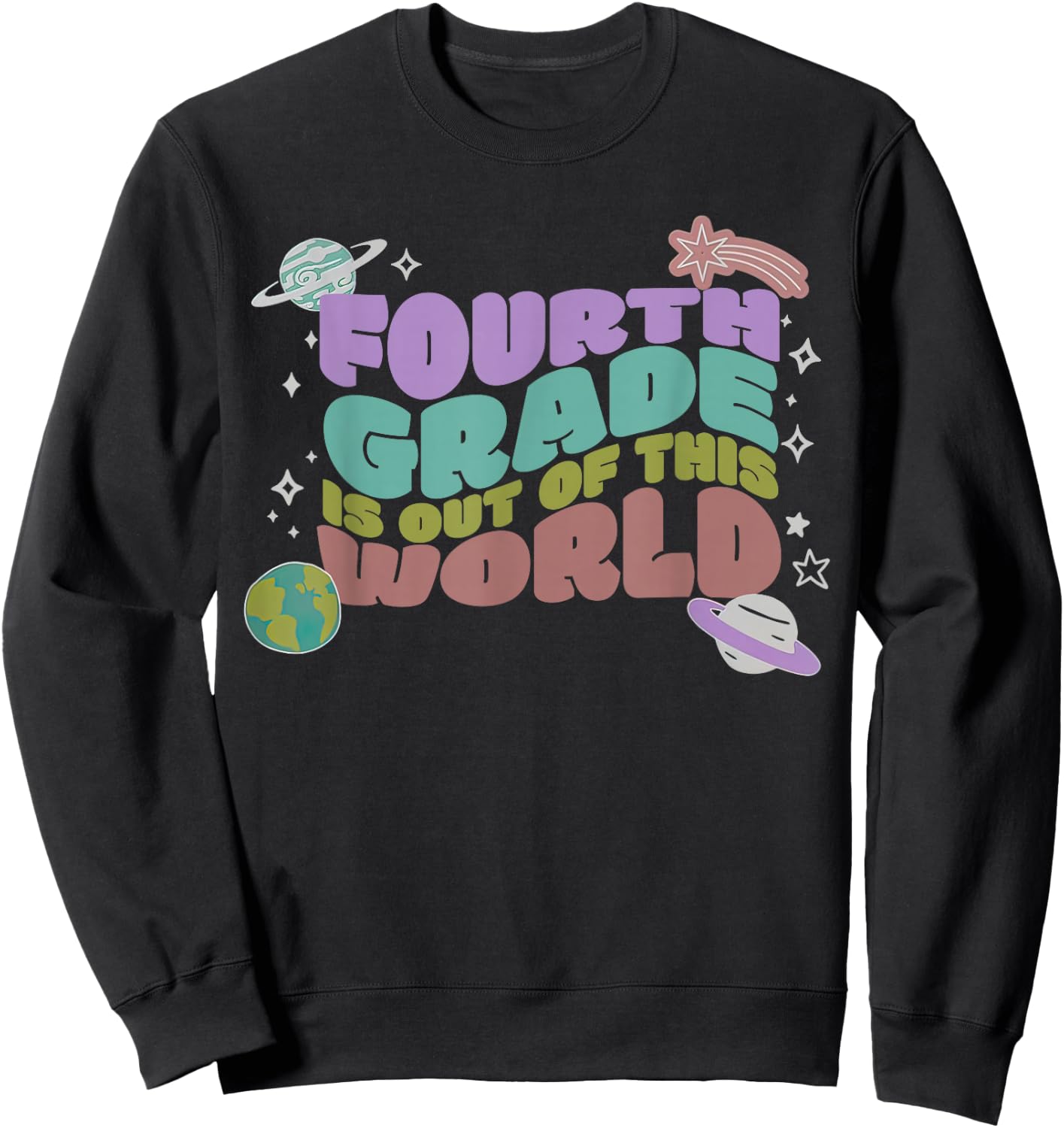 Retro Fourth Grade Is Out of This World's 4th Outer Space Sweatshirt - Sweatshirt | Black