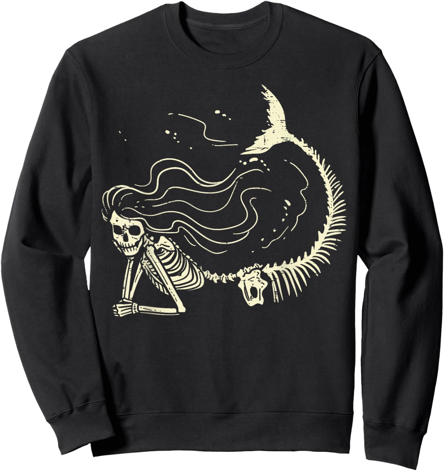Mermaid Skeleton Cute Halloween Costume Women Girls Kids Sweatshirt - Sweatshirt | Black