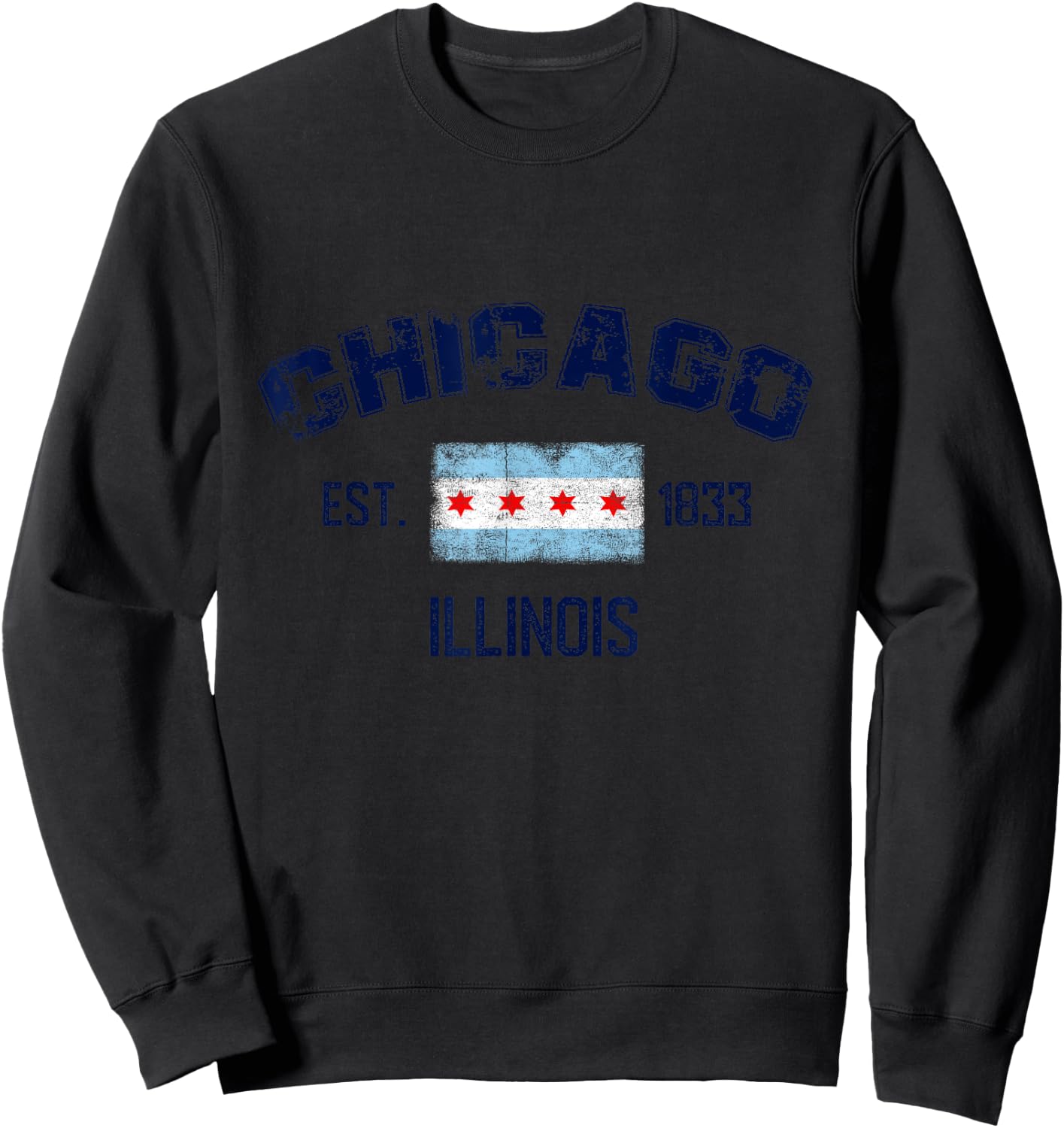 I Love Chicago, Chicago Graphic Design , Chicago City Sweatshirt - Sweatshirt | Black