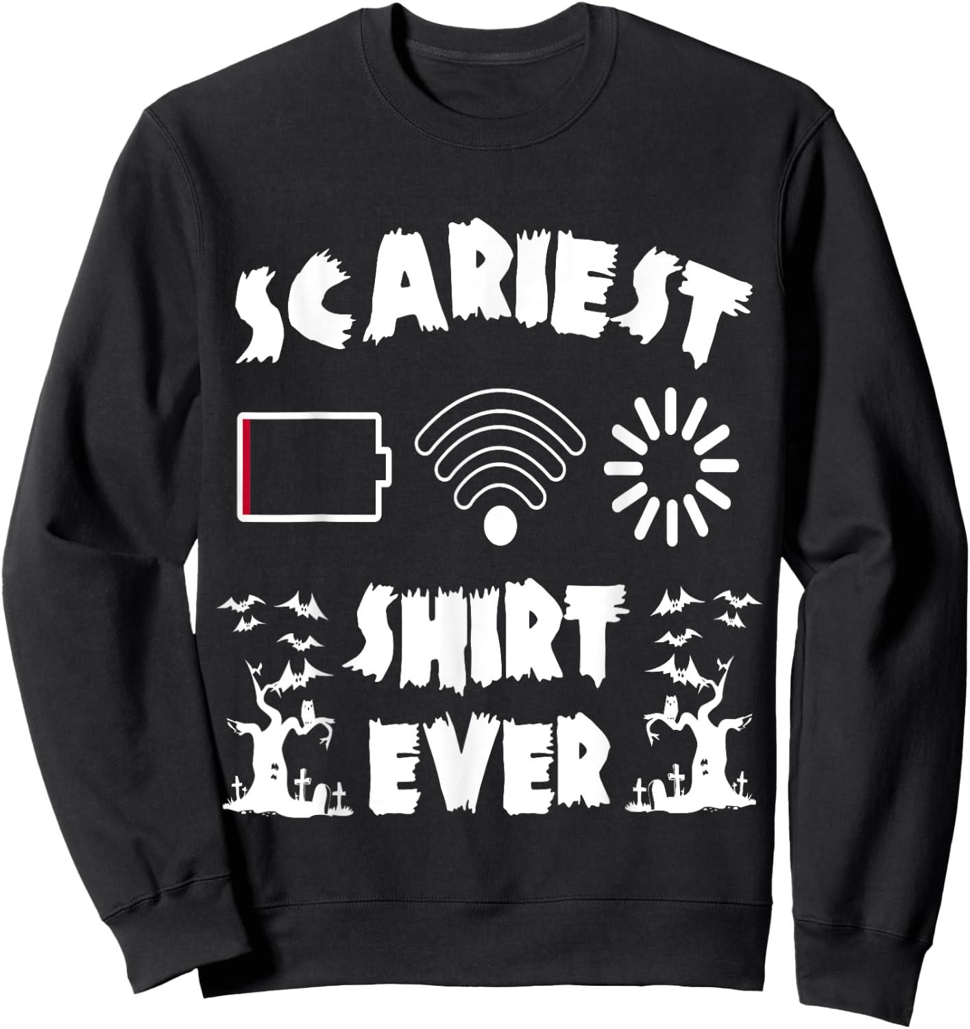 Funny Low Battery Halloween Computer Nerd Buffer Wifi Shirt Sweatshirt - Sweatshirt | Black