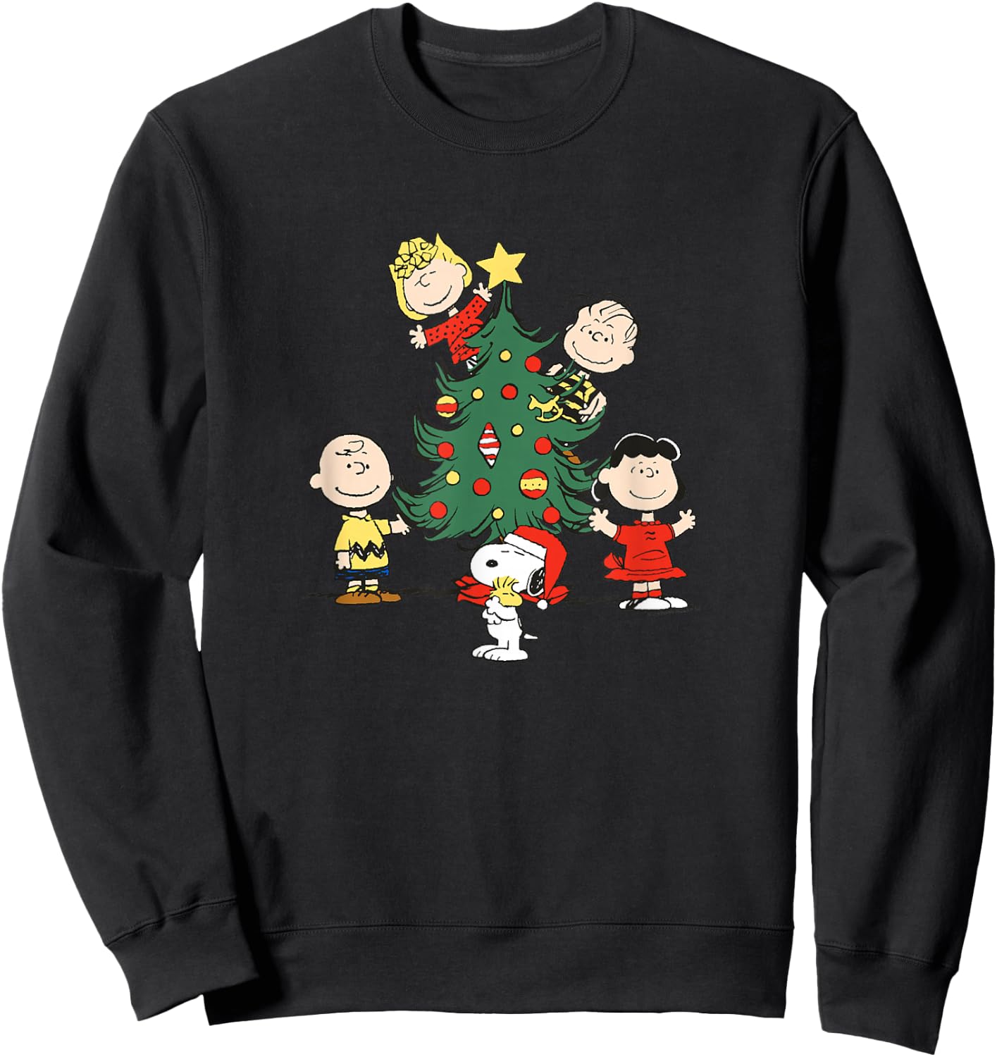 Peanuts Oh Christmas Tree - Blue, -Adults, Short Sleeve, Small Sweatshirt - Sweatshirt | Black