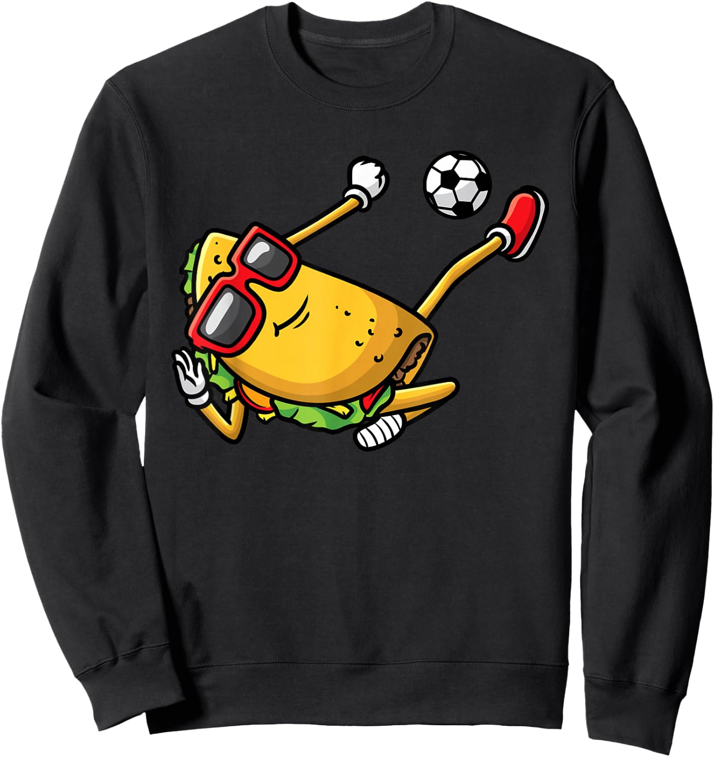 Taco Playing Soccer Mexican Cinco De Mayo Kids Men Sweatshirt - Sweatshirt | Black
