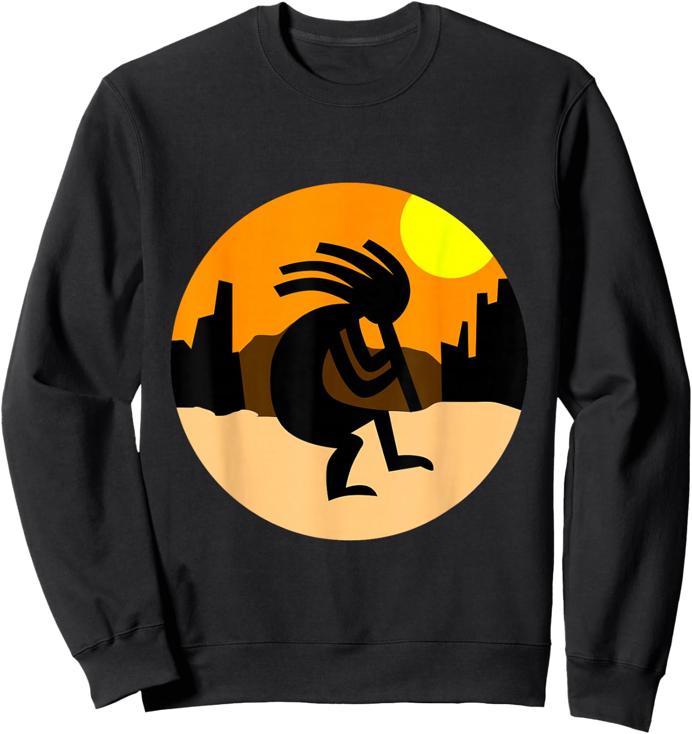 Kokopelli Native American Sunset Sweatshirt - Sweatshirt | Black