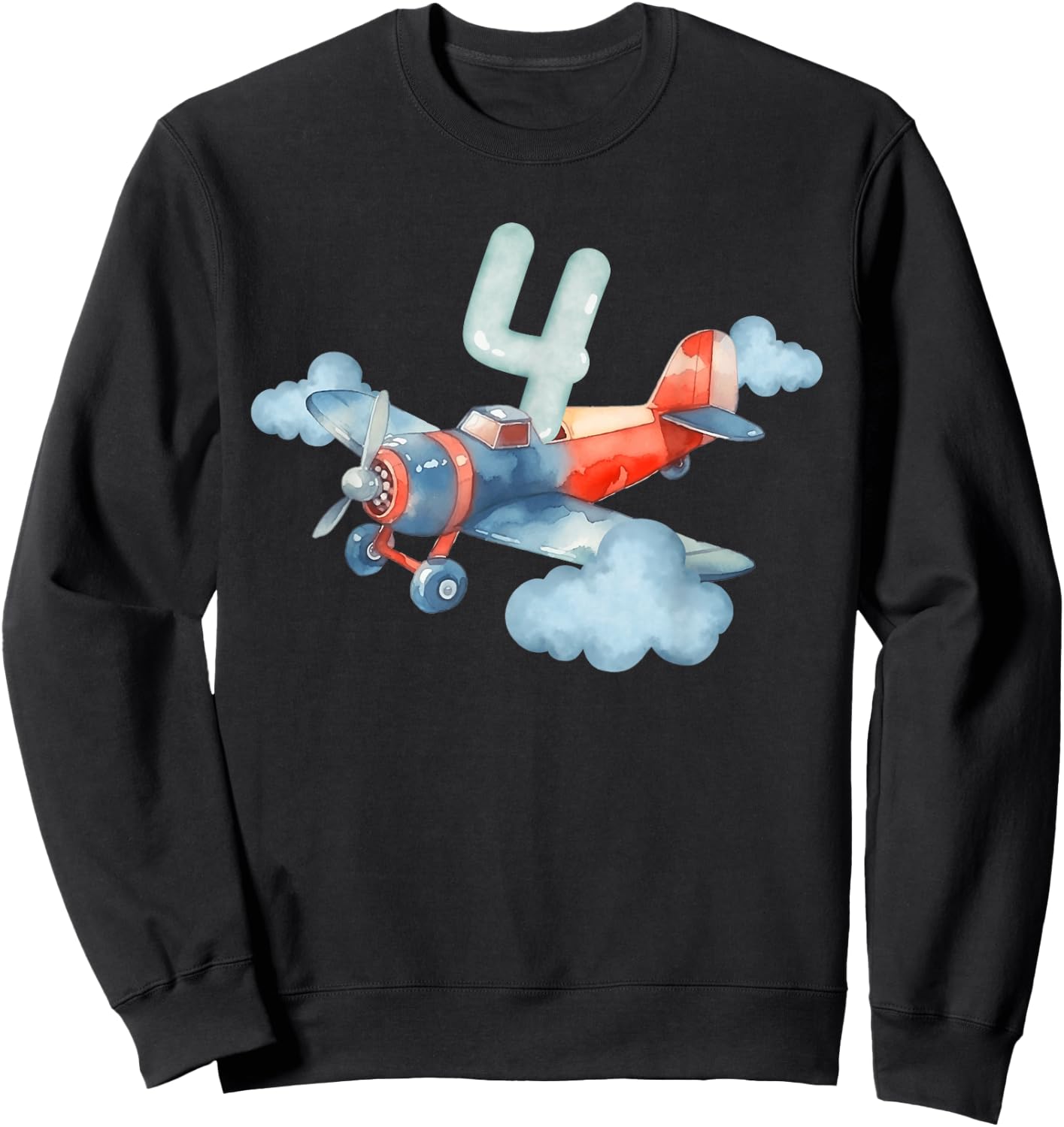 4th Birthday Boys Airplane Pilot 4 Year Old Boy Sweatshirt - Sweatshirt | Black