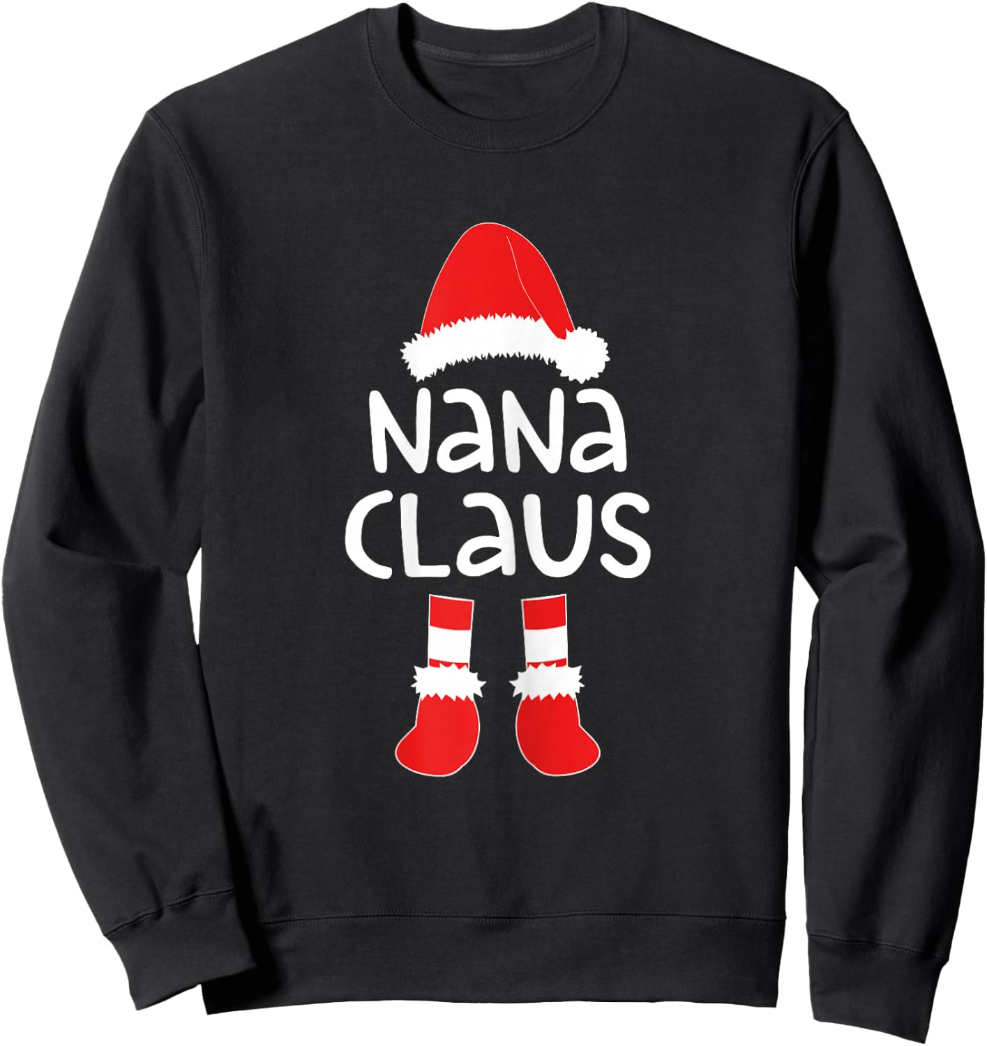 Nana Claus Shirt Women Matching Nana Christmas Costume Sweatshirt - Sweatshirt | Black