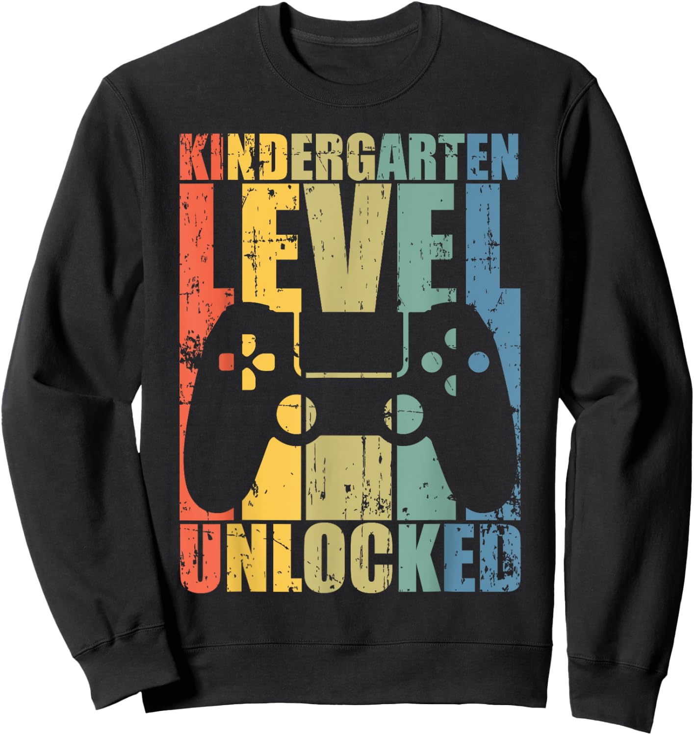 First Day of Kindergarten Level Unlocked Back To School Kids Sweatshirt - Sweatshirt | Black