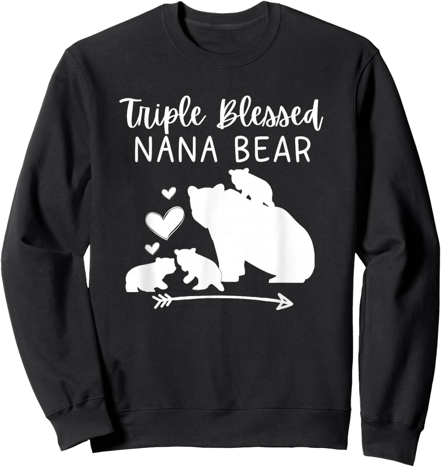 Triple Blessed Nana Bear For Grandmas With 3 Grandkids Sweatshirt - Sweatshirt | Black