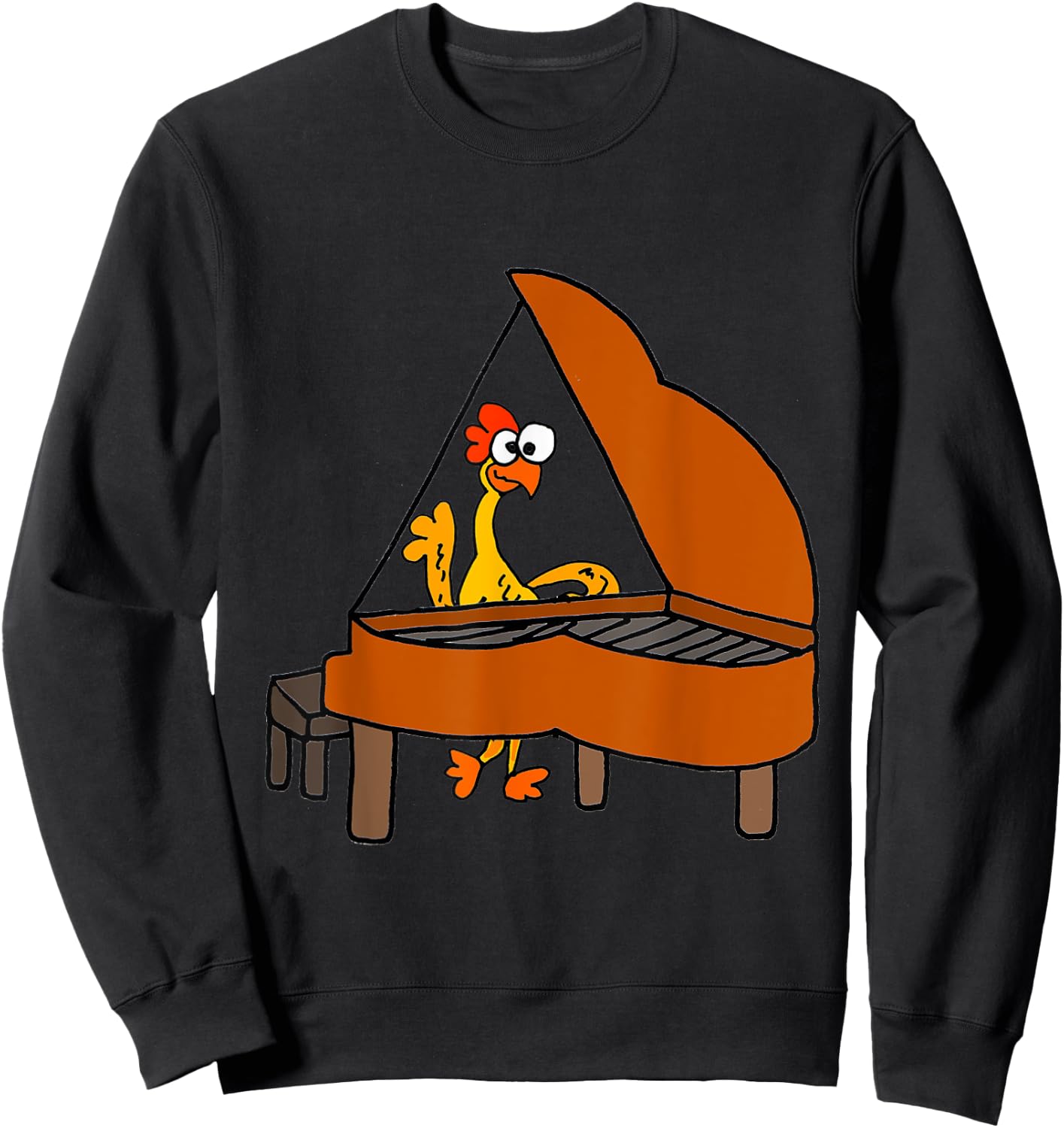 SmileteesMusic Funny Rubber Chicken Playing Piano Sweatshirt - Sweatshirt | Black