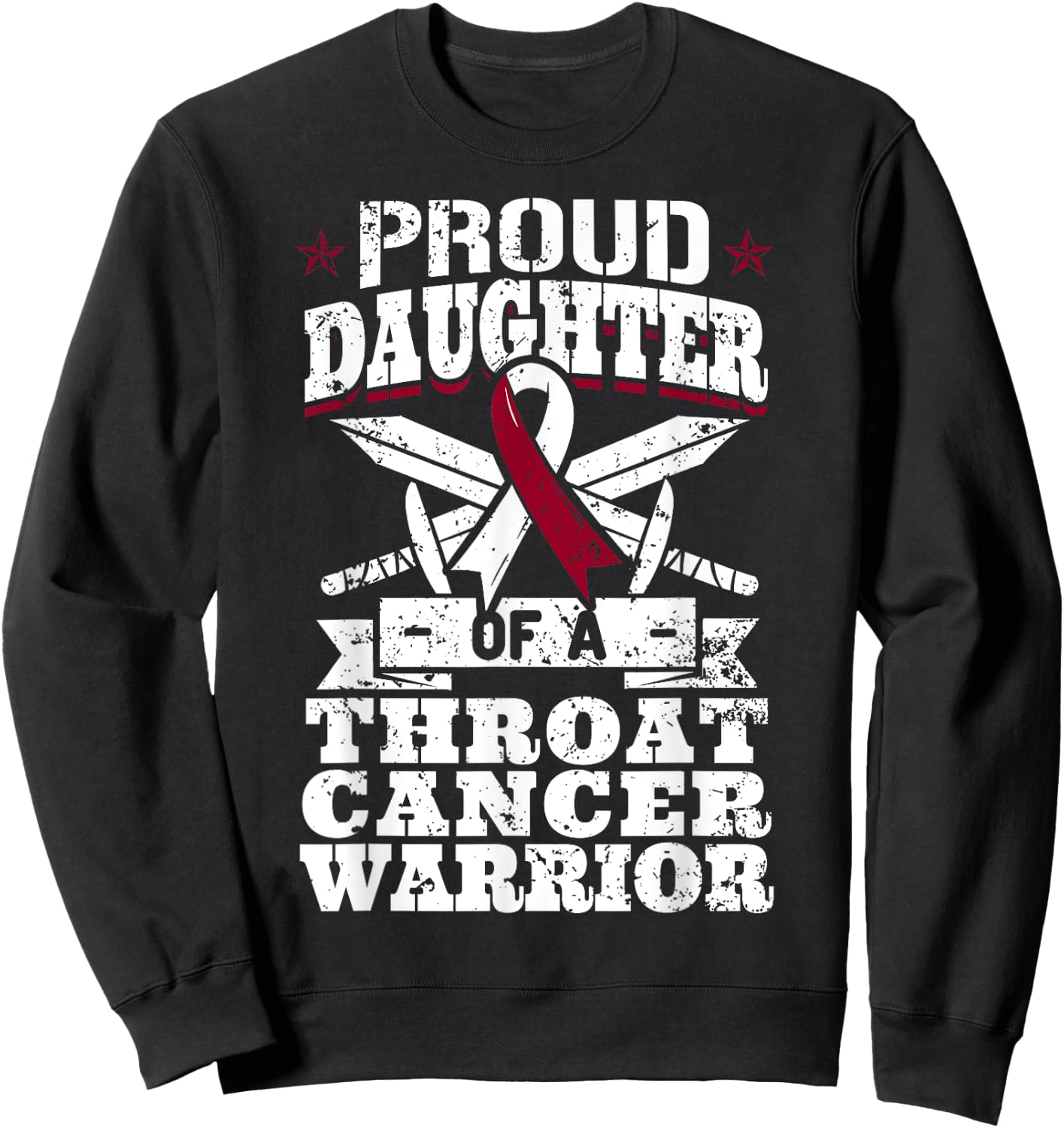 Proud Daughter Of A Throat Cancer Warrior Awareness Ribbon Sweatshirt - Sweatshirt | Black