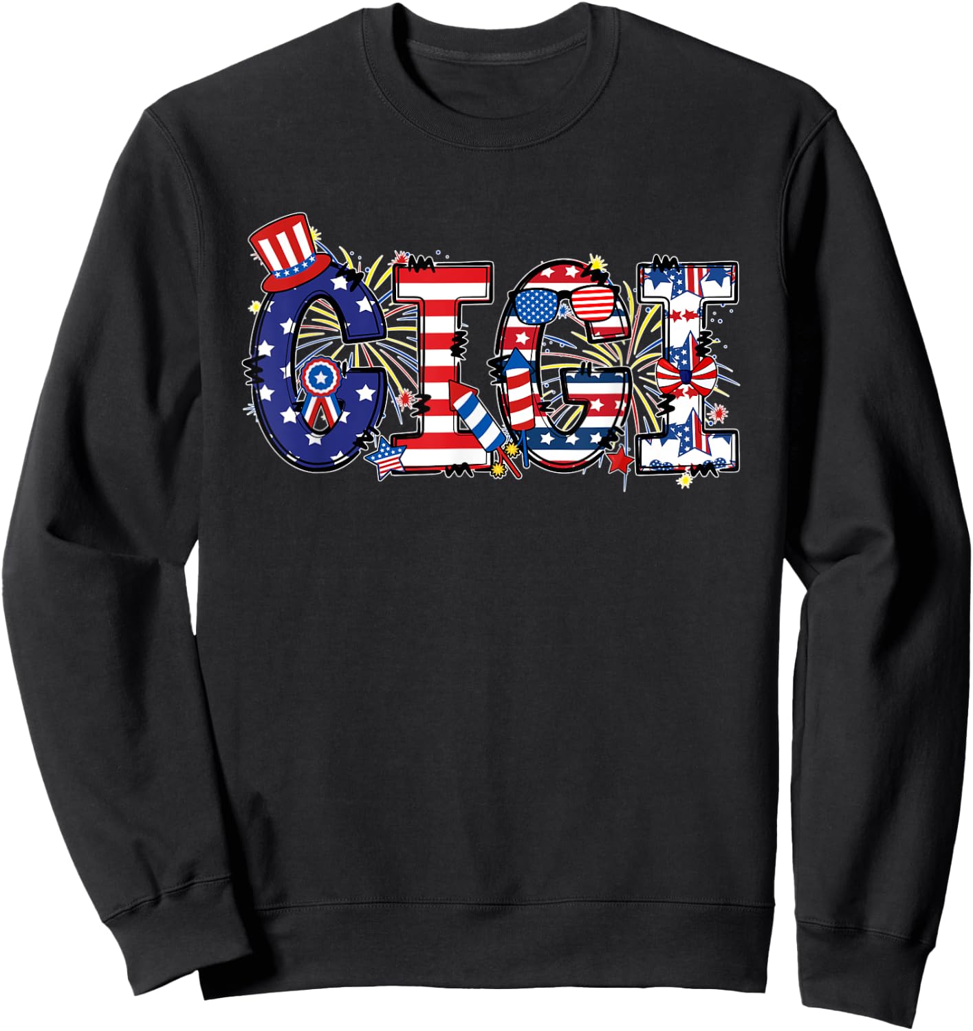 Gigi Funny 4th of July USA Flag American Patriotic Sweatshirt - Sweatshirt | Black