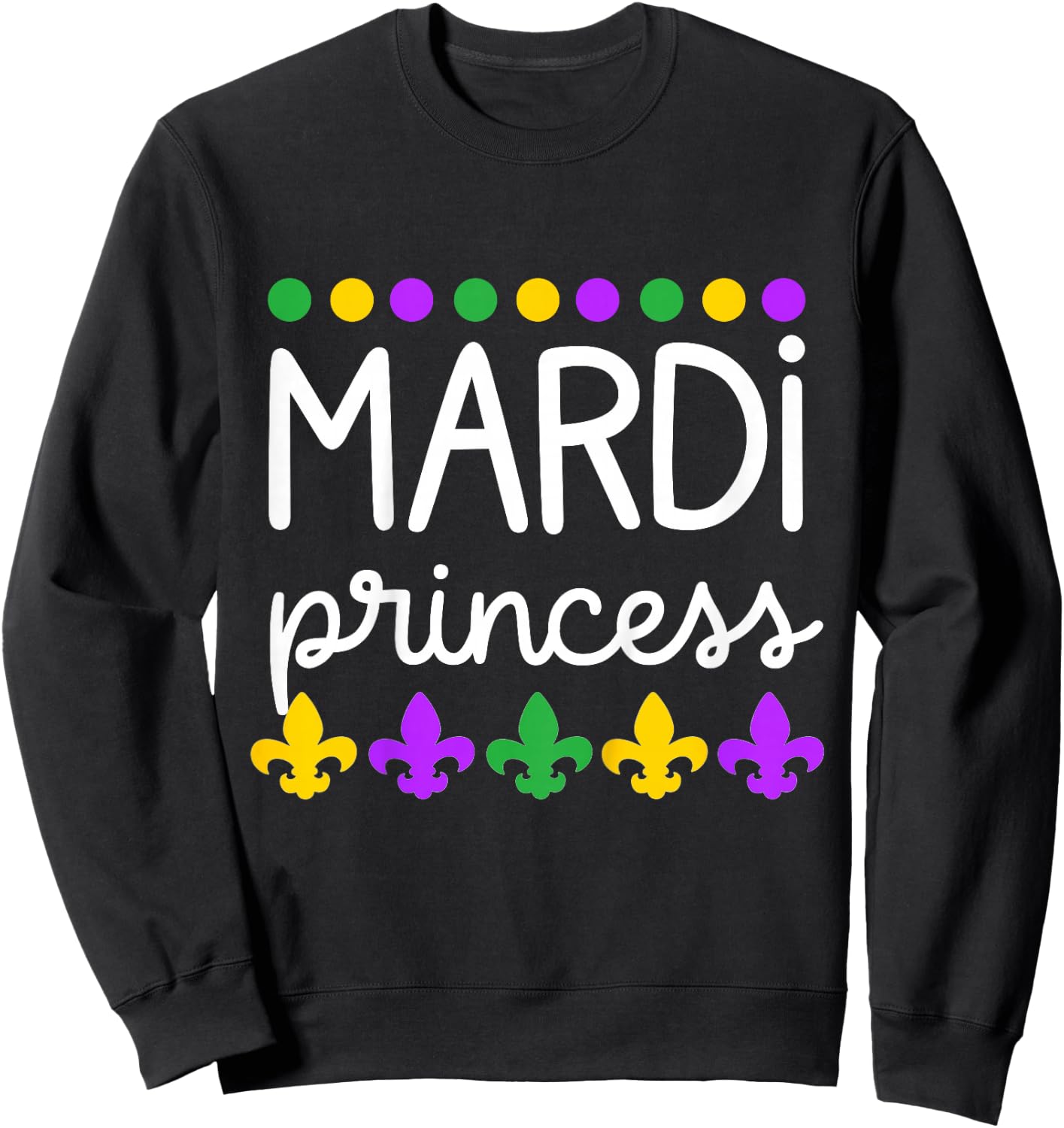 Toddler Mardi Gras for Girls Mardi Princess Sweatshirt - Sweatshirt | Black