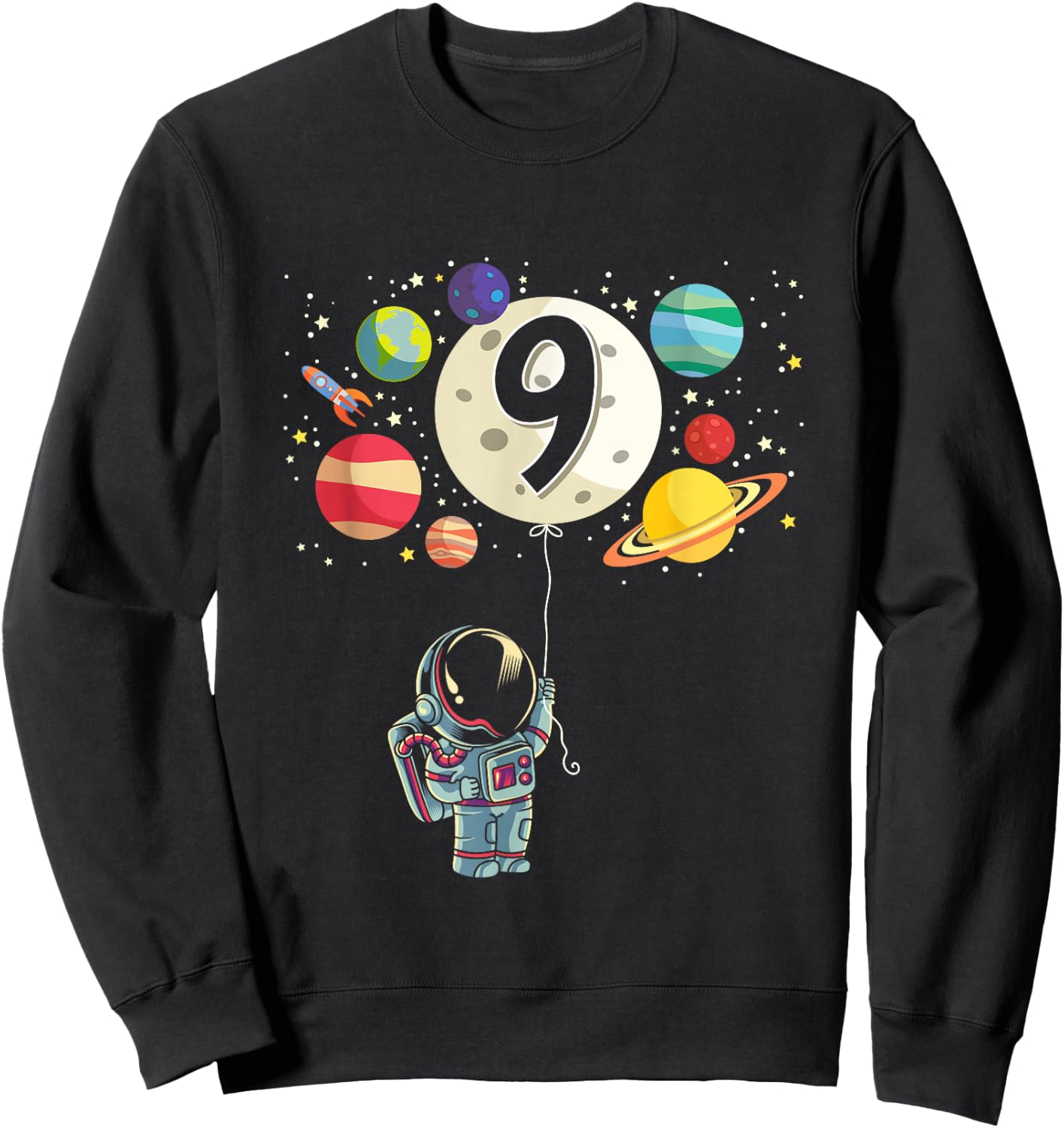 9 Years Old Birthday Boy Gifts Astronaut 9th Birthday Sweatshirt - Sweatshirt | Black
