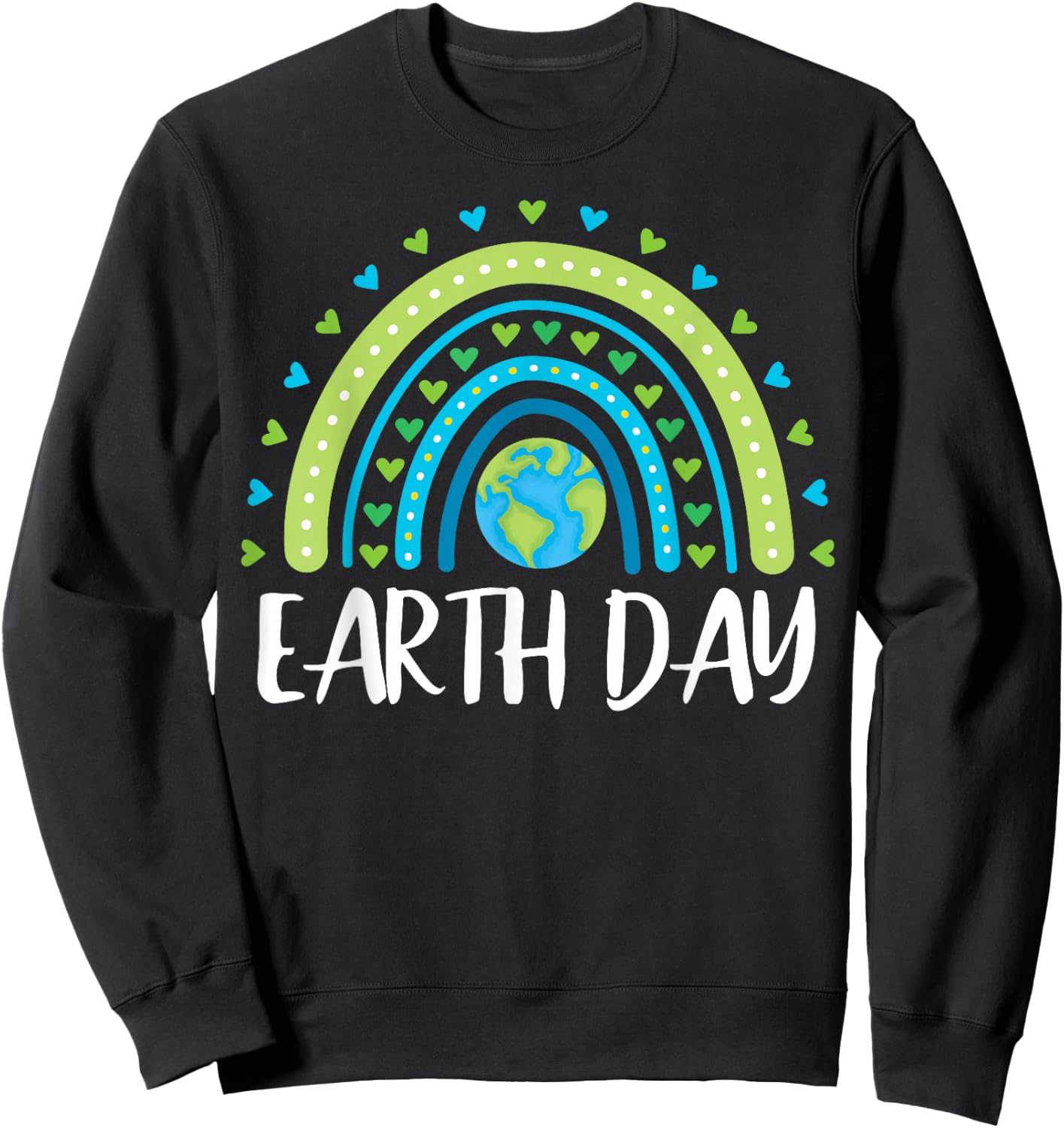 Happy Earth Day 2026 Girls Kids Rainbow Sweatshirt - Sweatshirt | Black