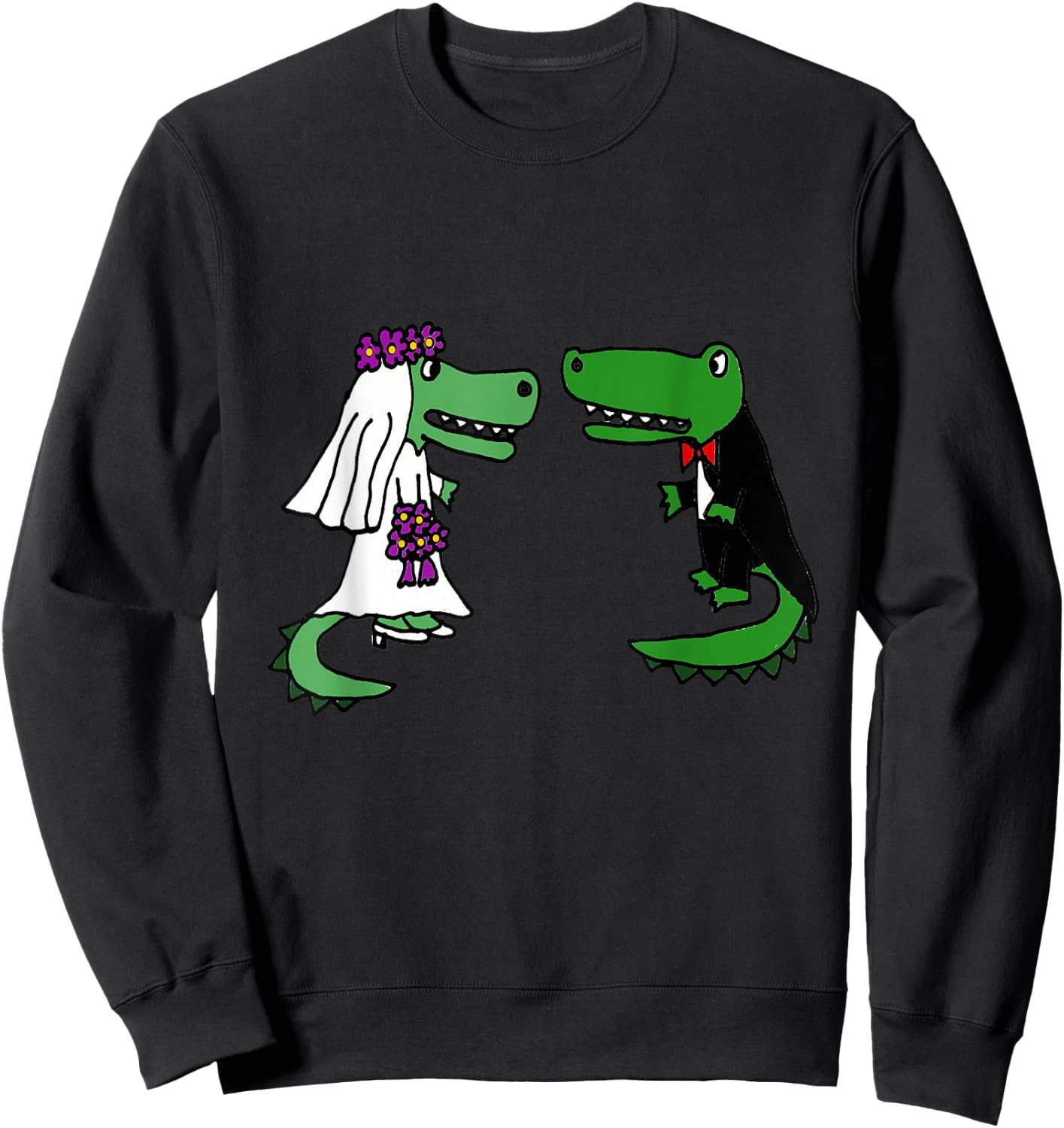 Smiletodaytees Fun Bride and Groom Alligator Wedding Sweatshirt - Sweatshirt | Black