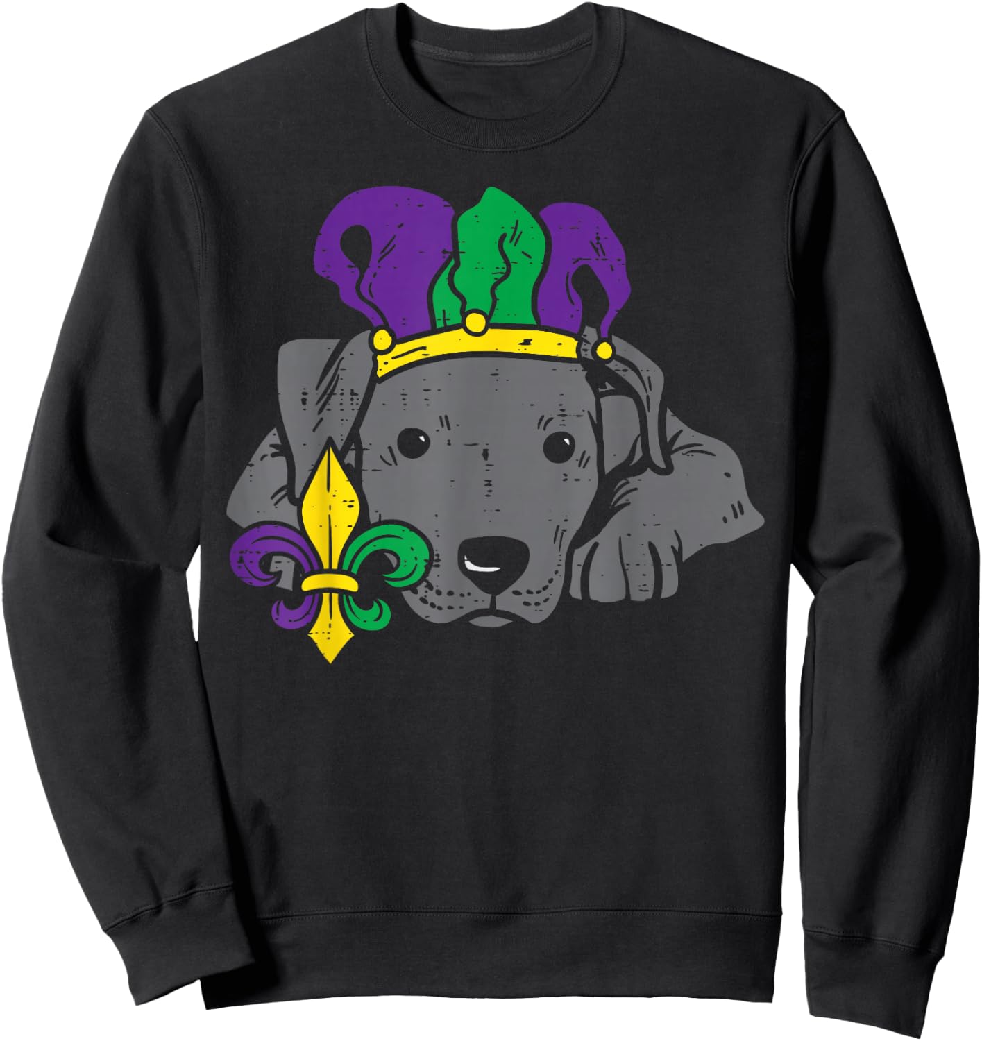 Jester Pitbull Mardi Gras Cute Pittie Dog Men Women Kids Sweatshirt - Sweatshirt | Black