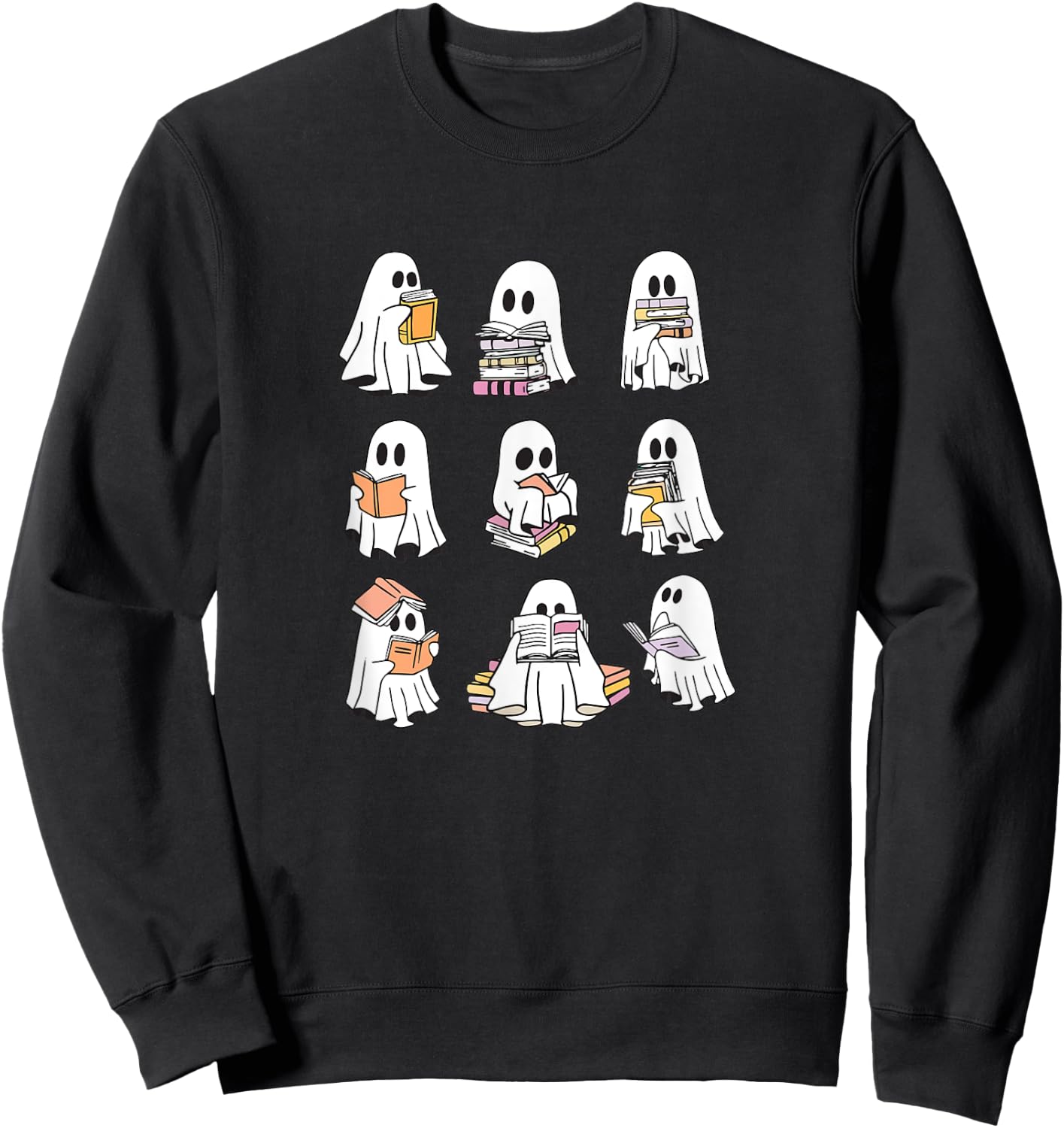 Ghost Reading Books, Bookish Halloween Sweatshirt - Sweatshirt | Black