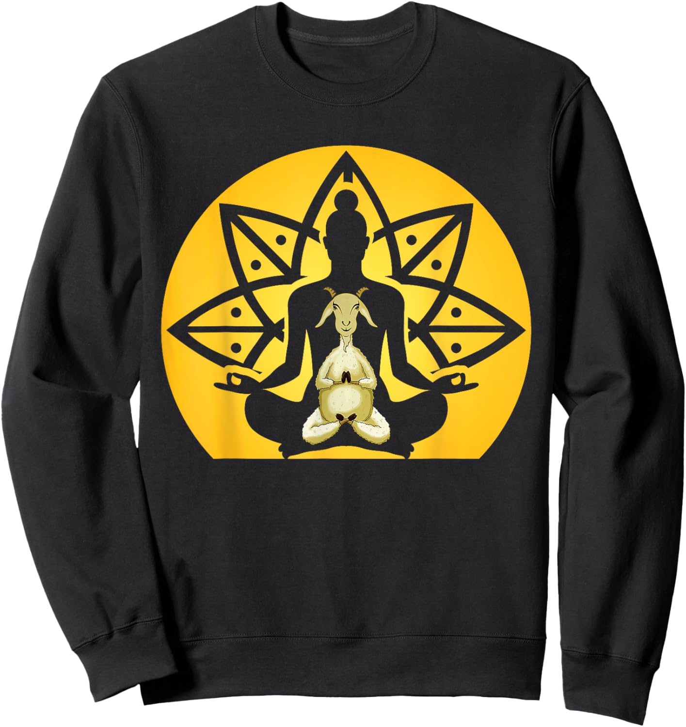 Spiritual Calm Goat Inside Buddha Meditating Yoga Yogi Pose Sweatshirt - Sweatshirt | Black