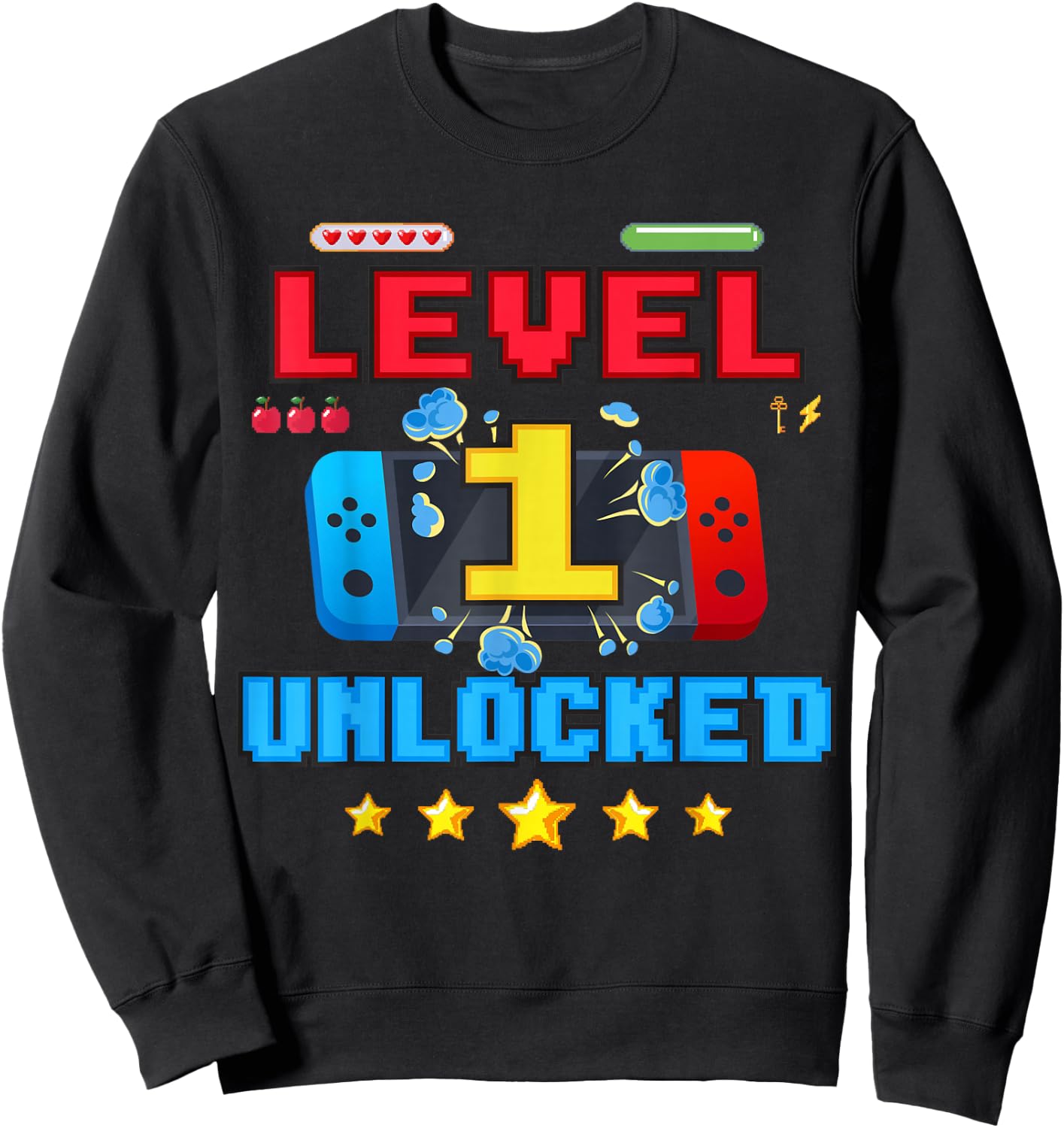 1 Years Old Birthday Boy Level Unlocked Video Gamer Funny Sweatshirt - Sweatshirt | Black