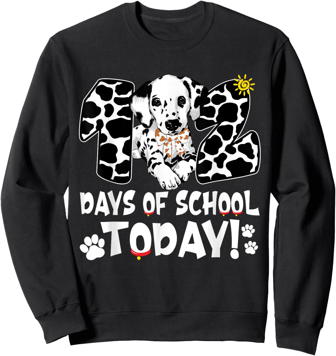 102 Days Of School Today Dalmatian Dog 100 Days Smarter Kids Sweatshirt - Sweatshirt | Black