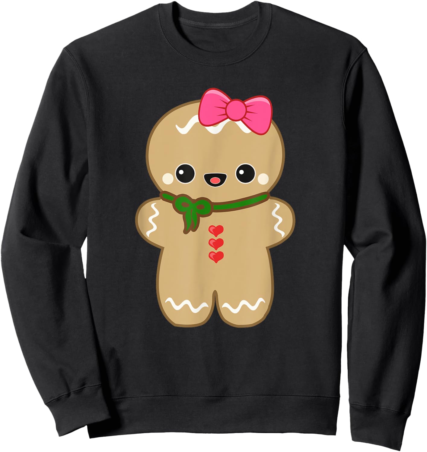 Funny Christmas Cookie Gingerbread Cute Girl Women kids Gift Sweatshirt - Sweatshirt | Black