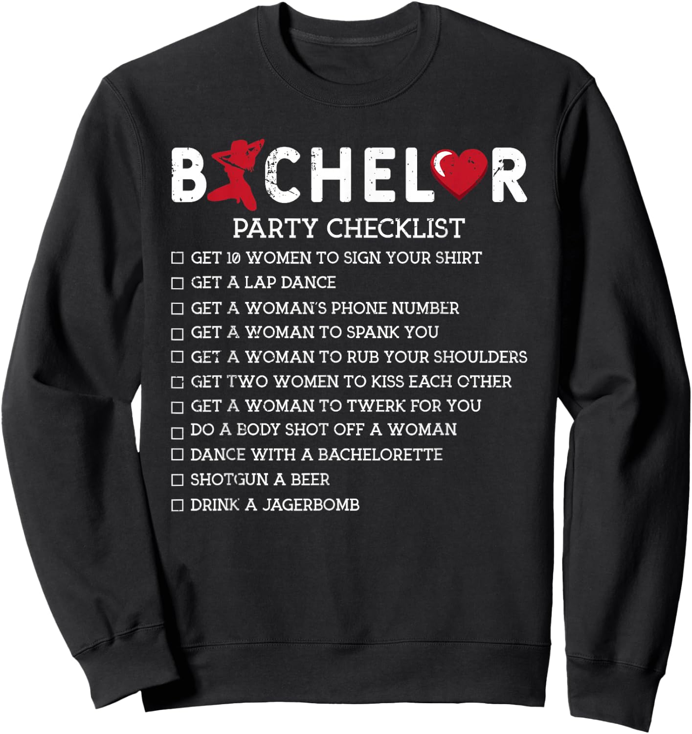 Bachelor Supplies Party Checklist Groom Groomsmen Sweatshirt - Sweatshirt | Black