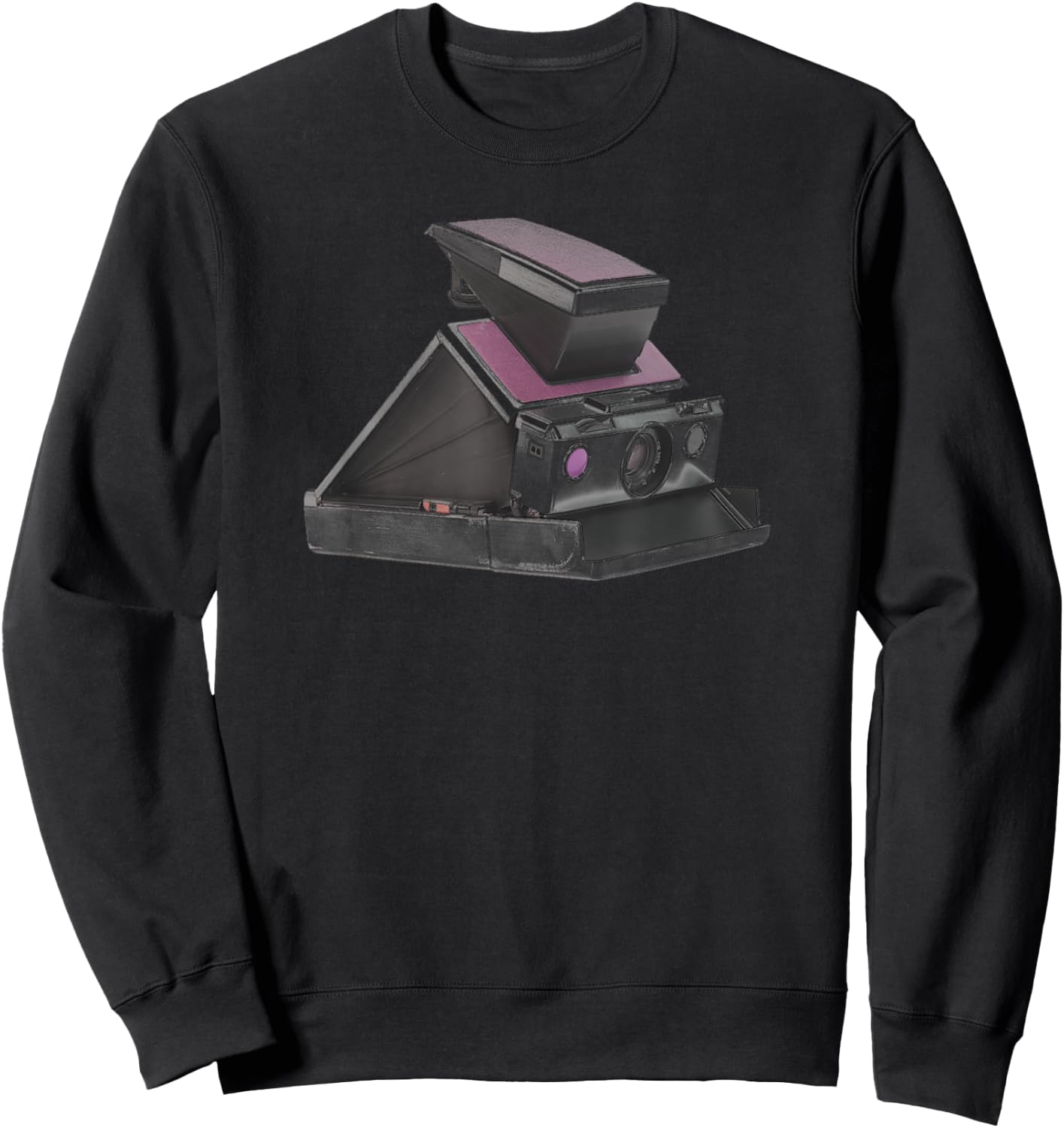 Trendy 70s Polaroid Camera Sweatshirt - Sweatshirt | Black