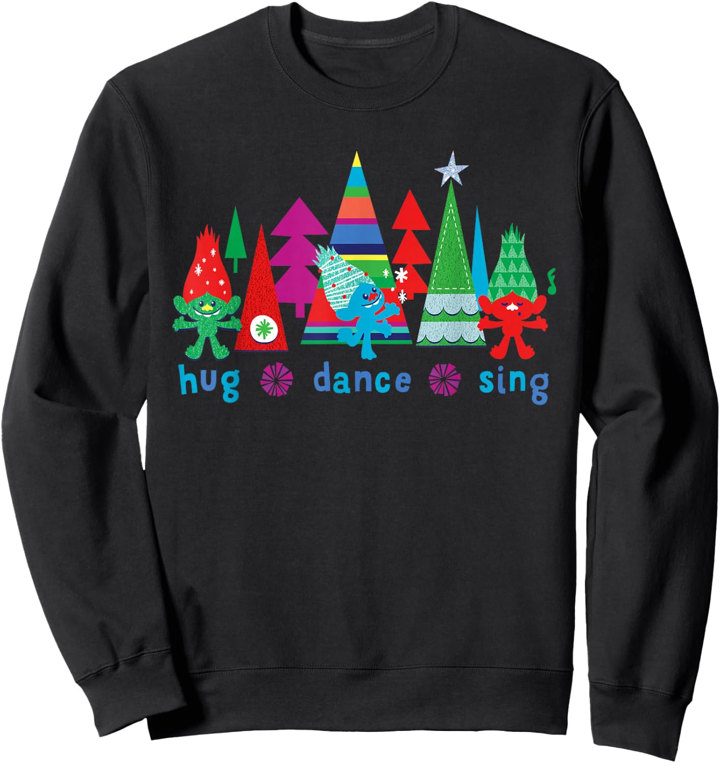 DreamWorks' Trolls Hug Dance Sing Holiday Sweatshirt - Sweatshirt | Black