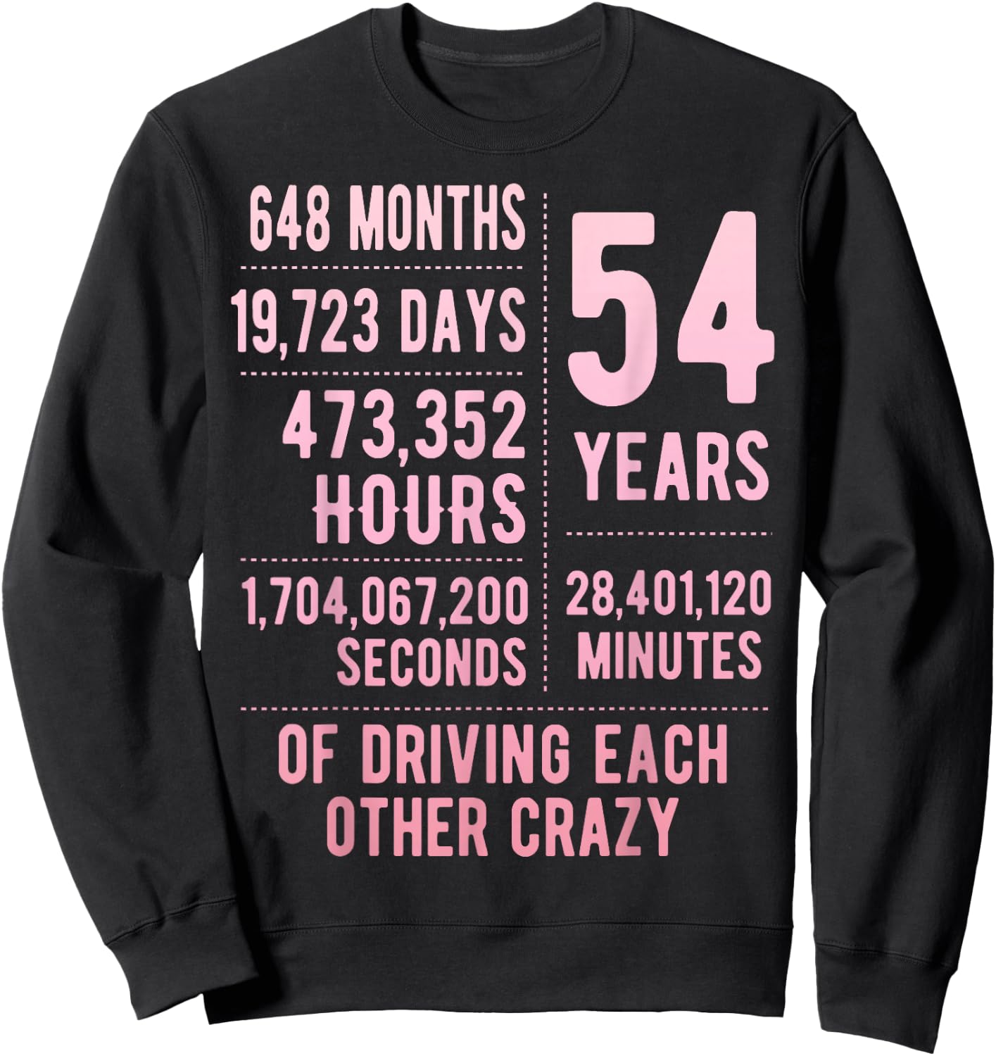 54 Years Married Funny 54th Wedding Anniversary Sweatshirt - Sweatshirt | Black