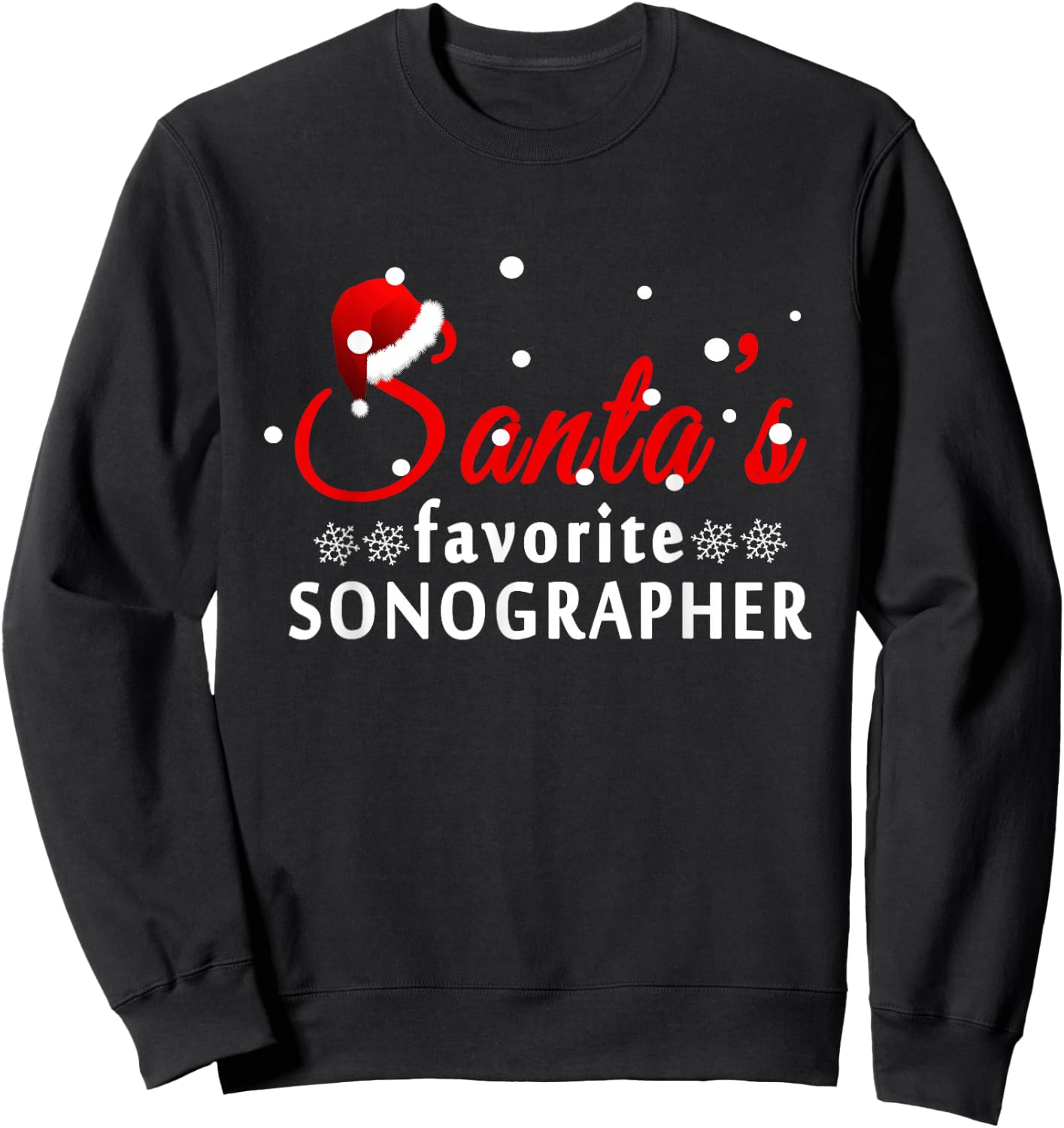 Santa's Favorite Sonographer Christmas Funny Sweatshirt - Sweatshirt | Black