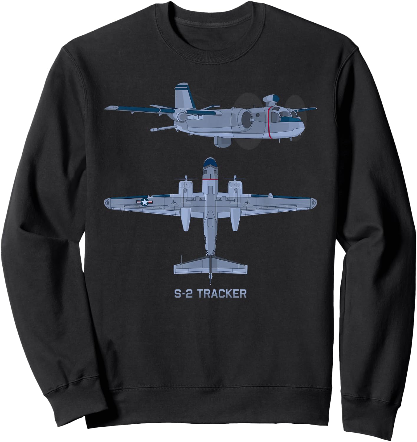 S-2 Tracker Anti-submarine Warfare ASW Aircraft Diagram Sweatshirt - Sweatshirt | Black