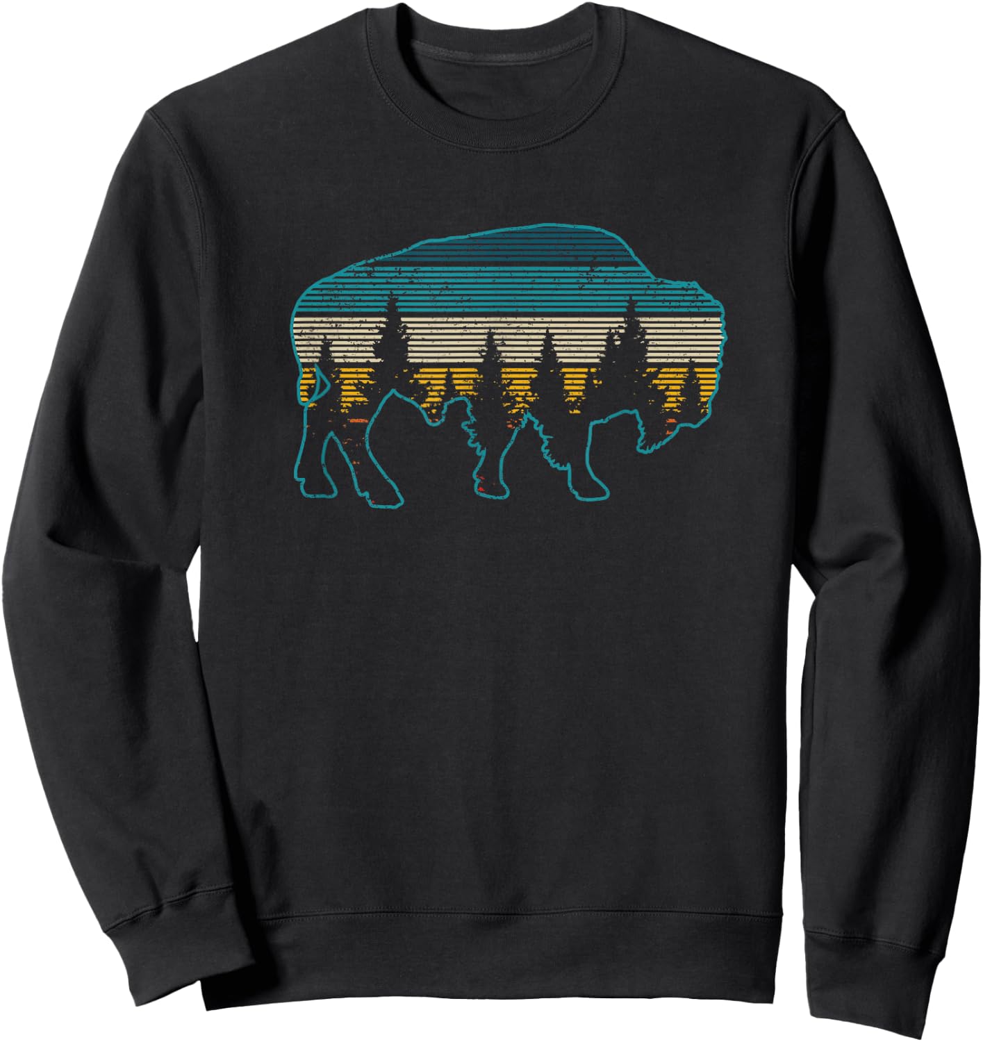 Bison American Buffalo Vintage National Park Souvenir Sweatshirt - Sweatshirt | Black