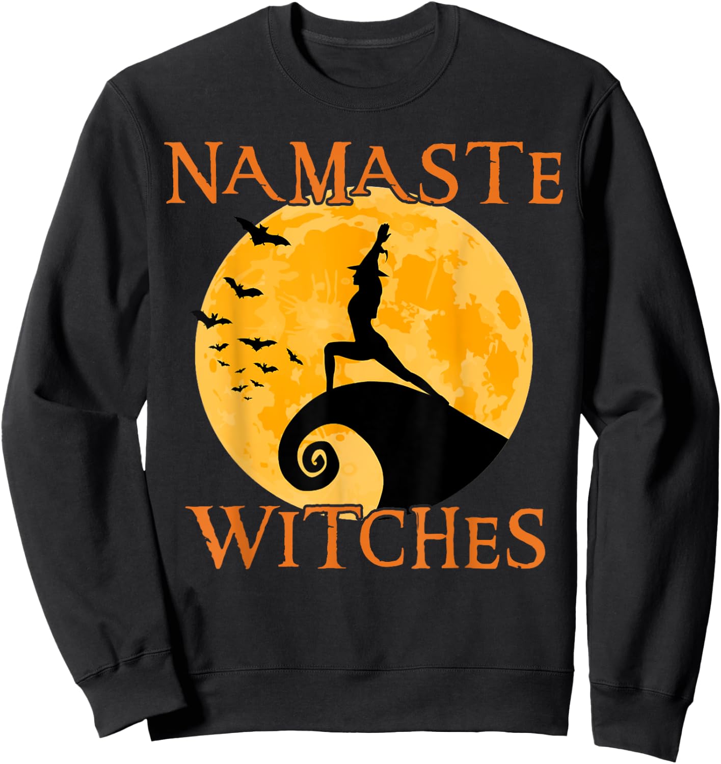 Namaste Witches Yoga Warrior I Pose Halloween Yoga Sweatshirt - Sweatshirt | Black