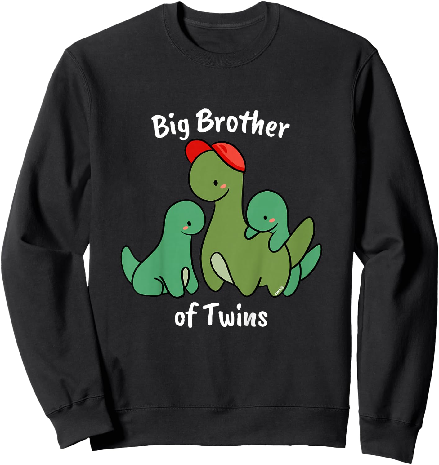 Kids Big Brother of Twins Cute Dinosaur Siblings Sweatshirt - Sweatshirt | Black
