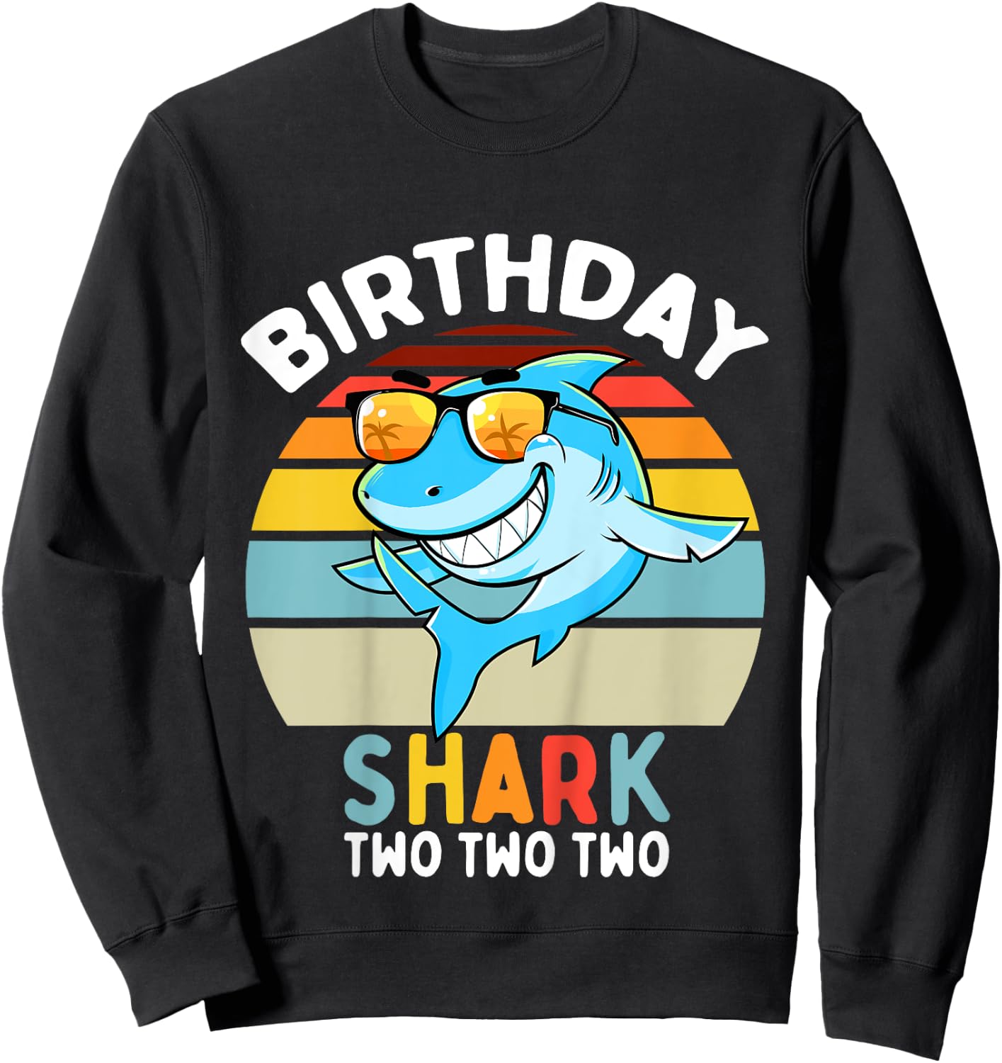 2nd Birthday Boy Shark 2 Year Old Boys Matching Family Sweatshirt - Sweatshirt | Black